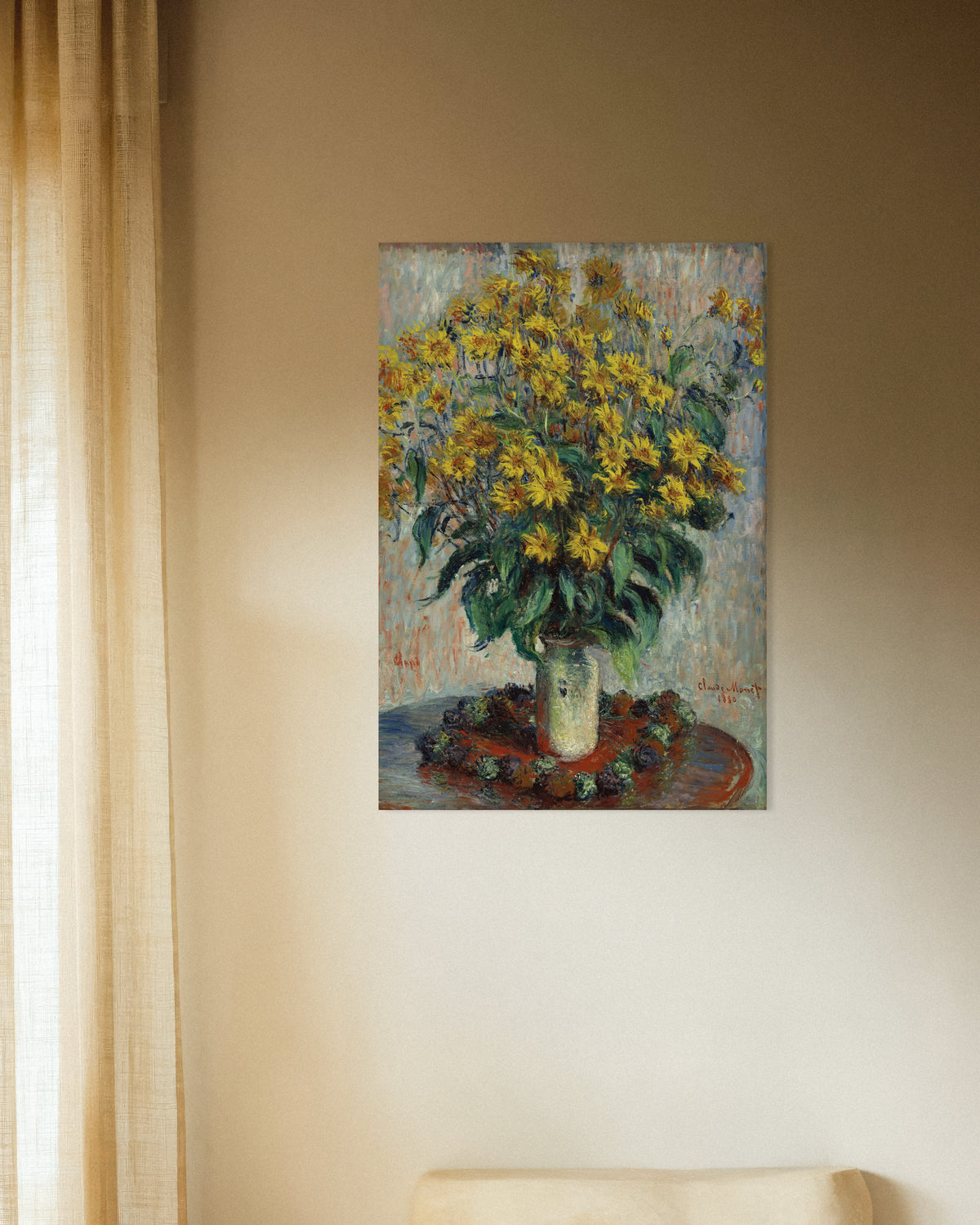 Poster of Jerusalem Artichoke Flowers (1880) by Claude Monet