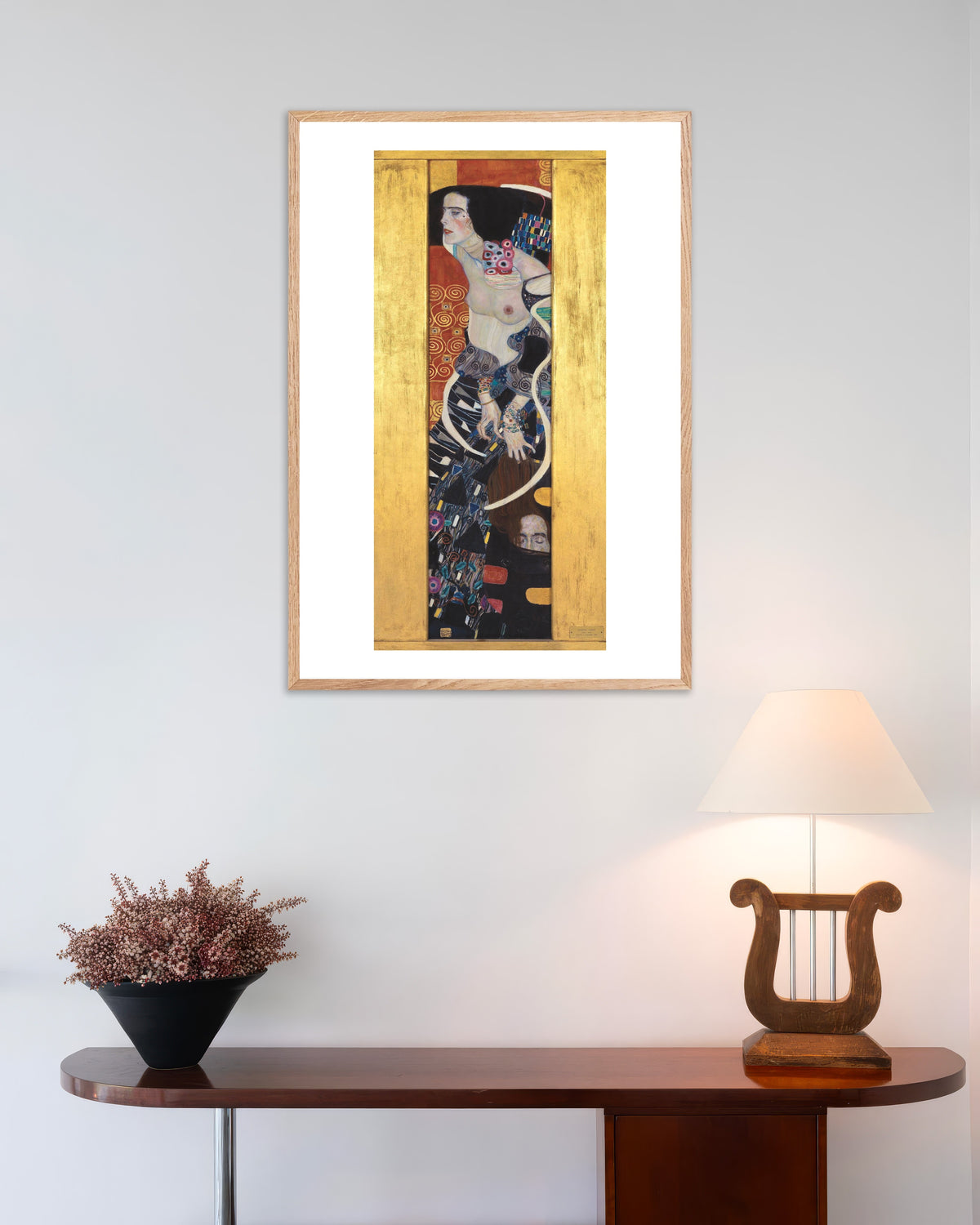 Poster of Judith II (1909) by Gustav Klimt, with natural wooden frame