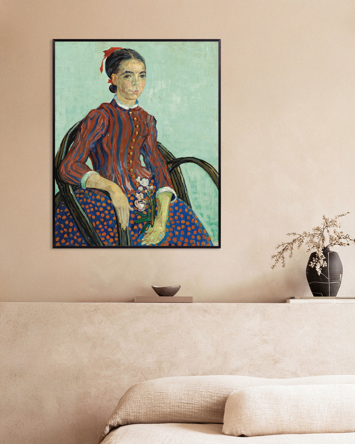 Poster of La Mousmé (1888) by Vincent van Gogh, with metal frame