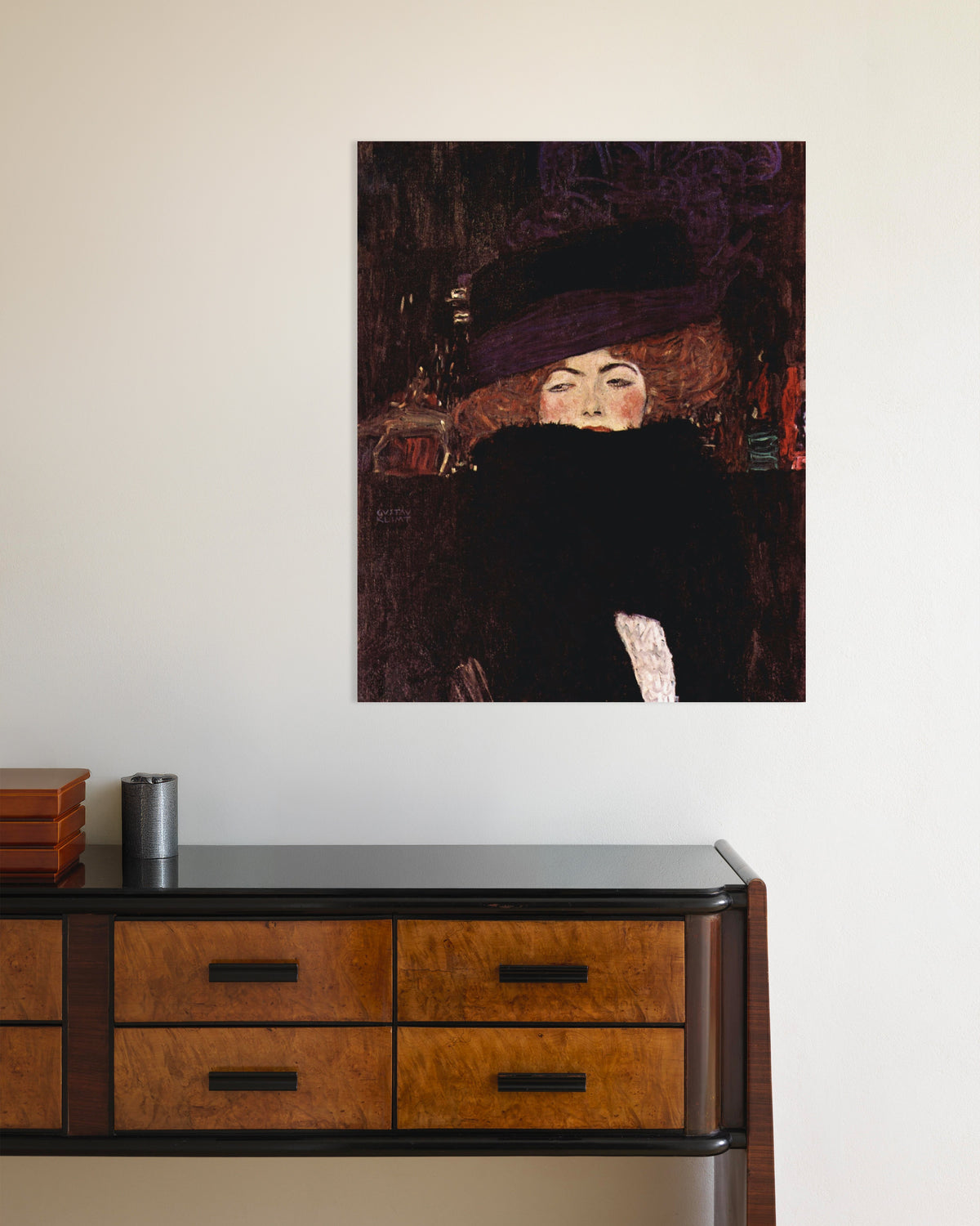 Poster of Lady with Hat and Feather Boa (1909) by Gustav Klimt
