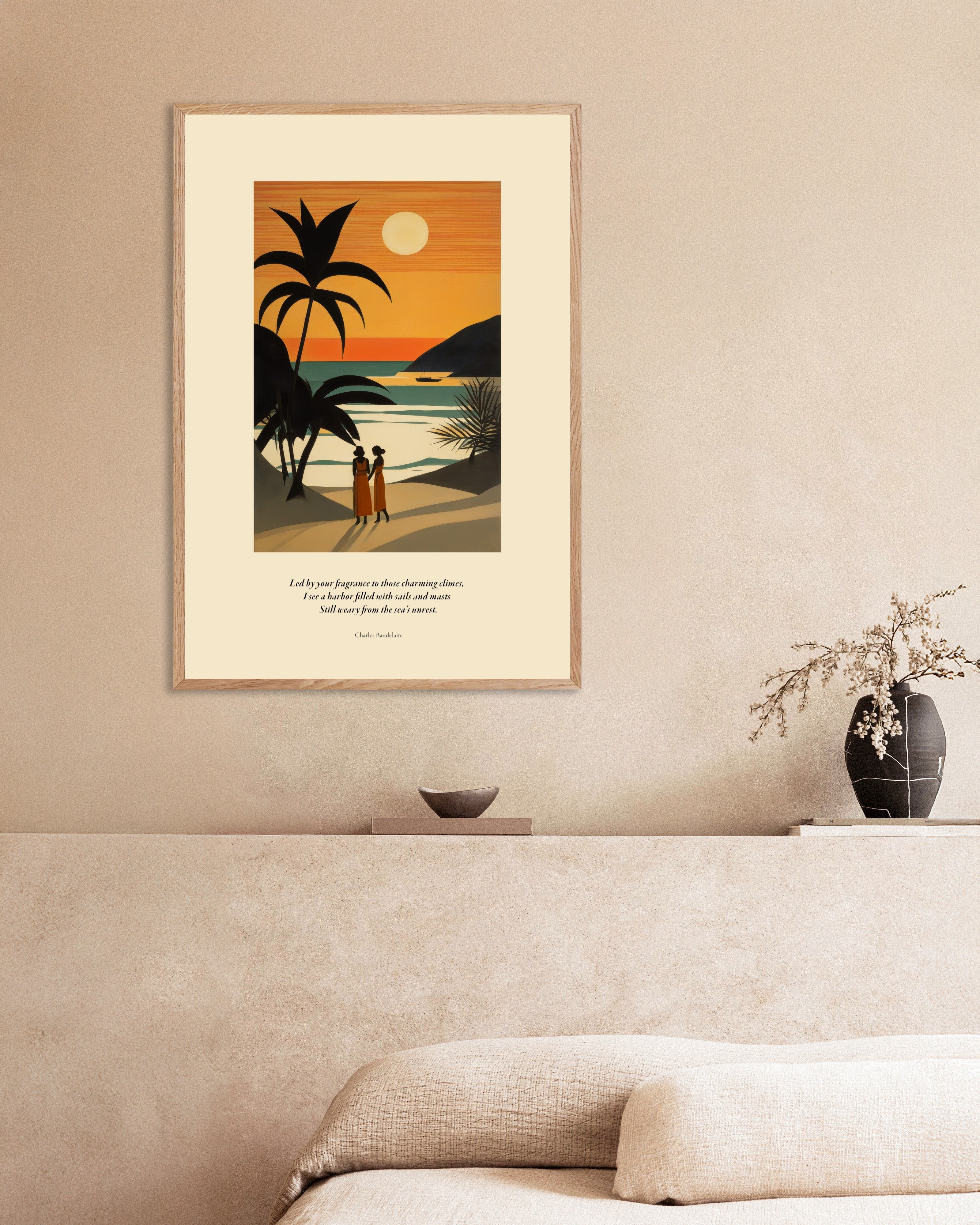 Poster of Led by your fragrance to those charming climes, Baudelaire - Poster, with natural wooden frame