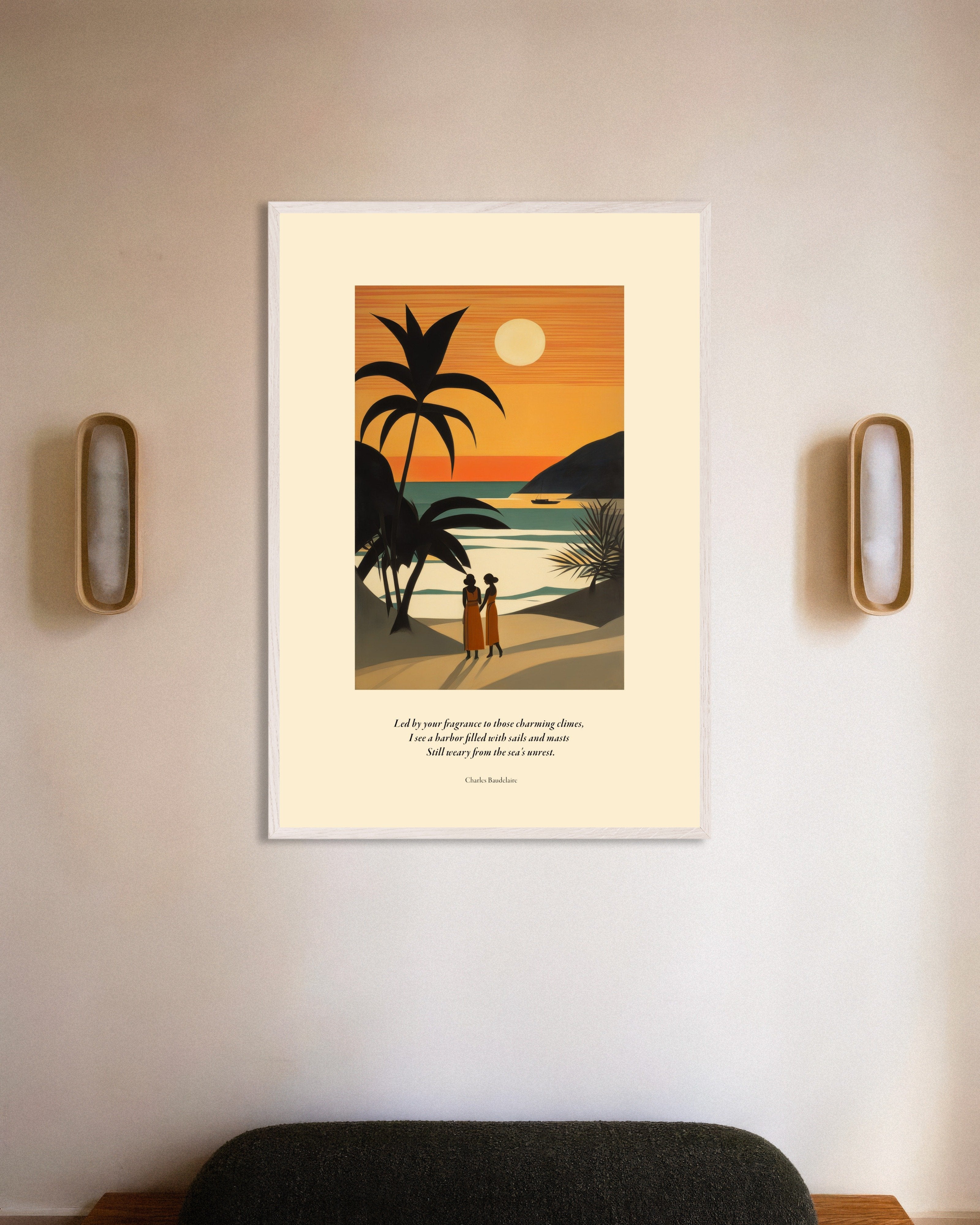 Poster of Led by your fragrance to those charming climes, Baudelaire - Poster, with white wooden frame