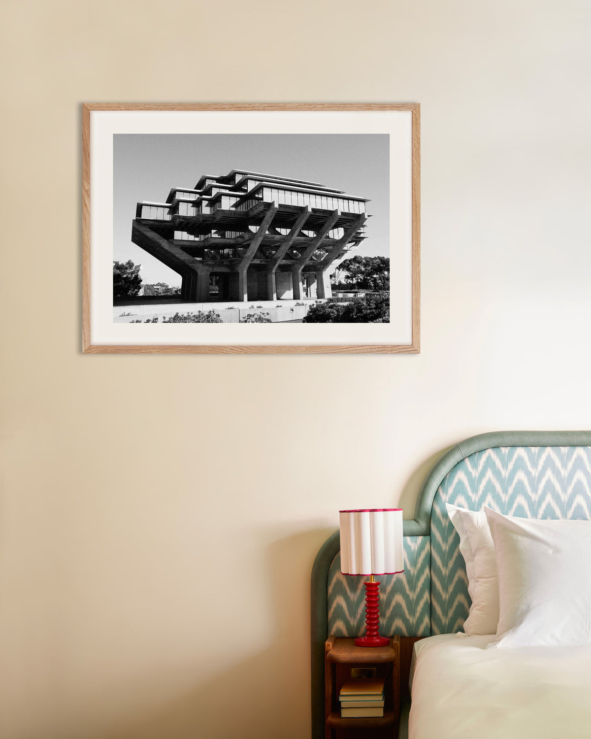 Poster of Library on Concrete Stilts, with natural wooden frame