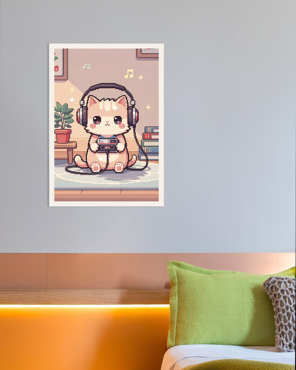 Lo-Fi Cat Pixel Art Poster | Posterscape.co.uk