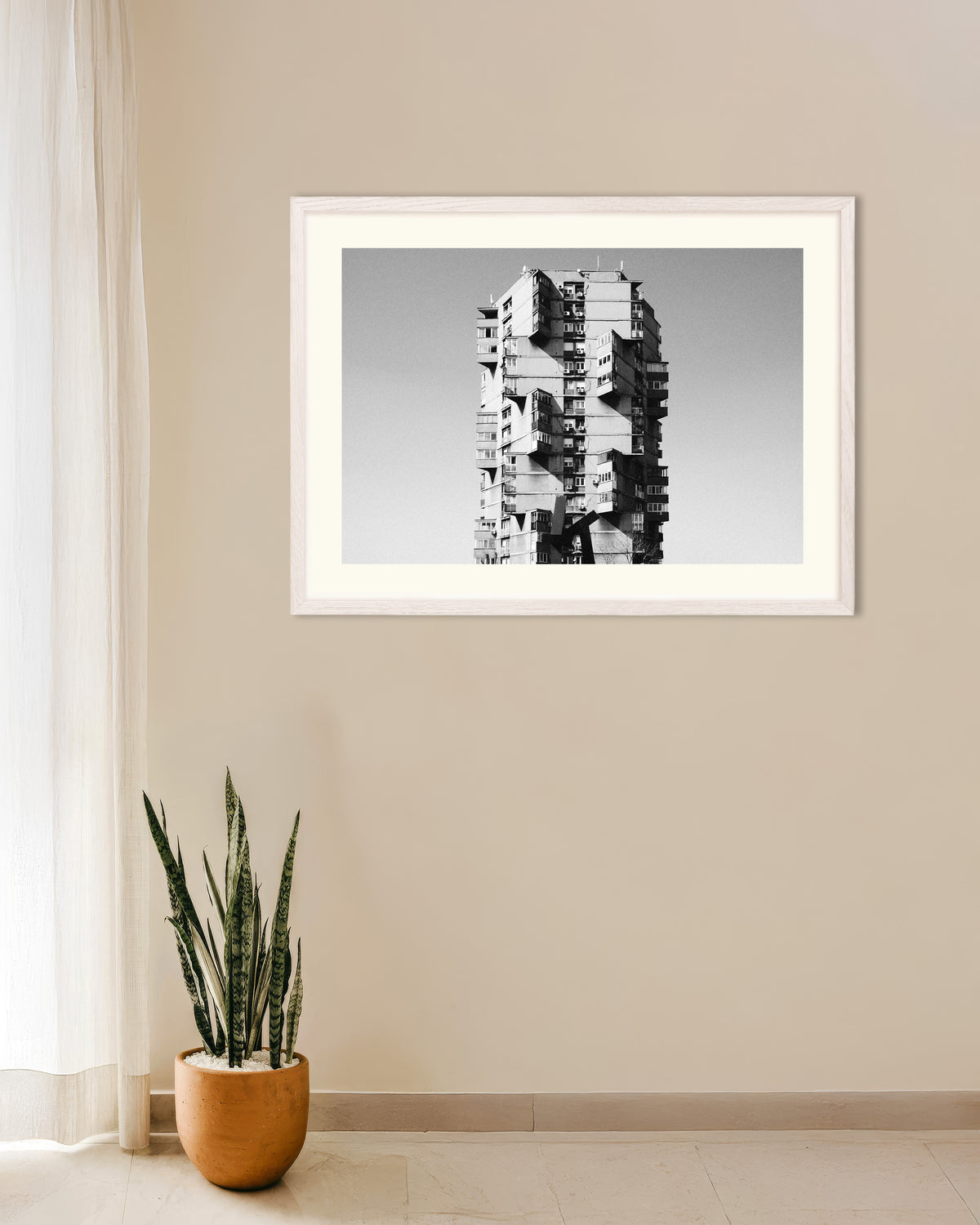Poster of Lonely Tower With Jutting Balconies, with white wooden frame