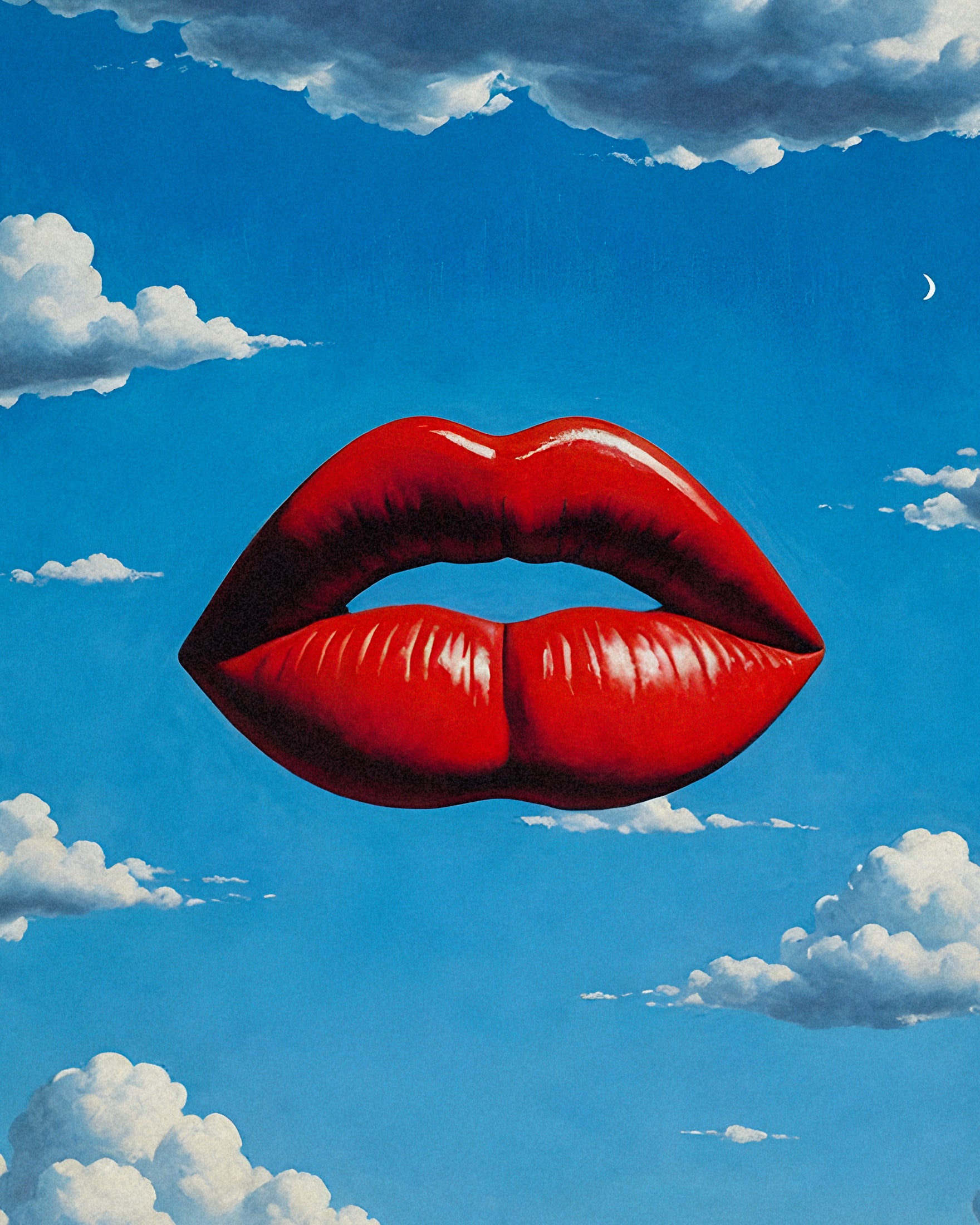 Crimson Lips Print – Enchanting Surrealist Artwork