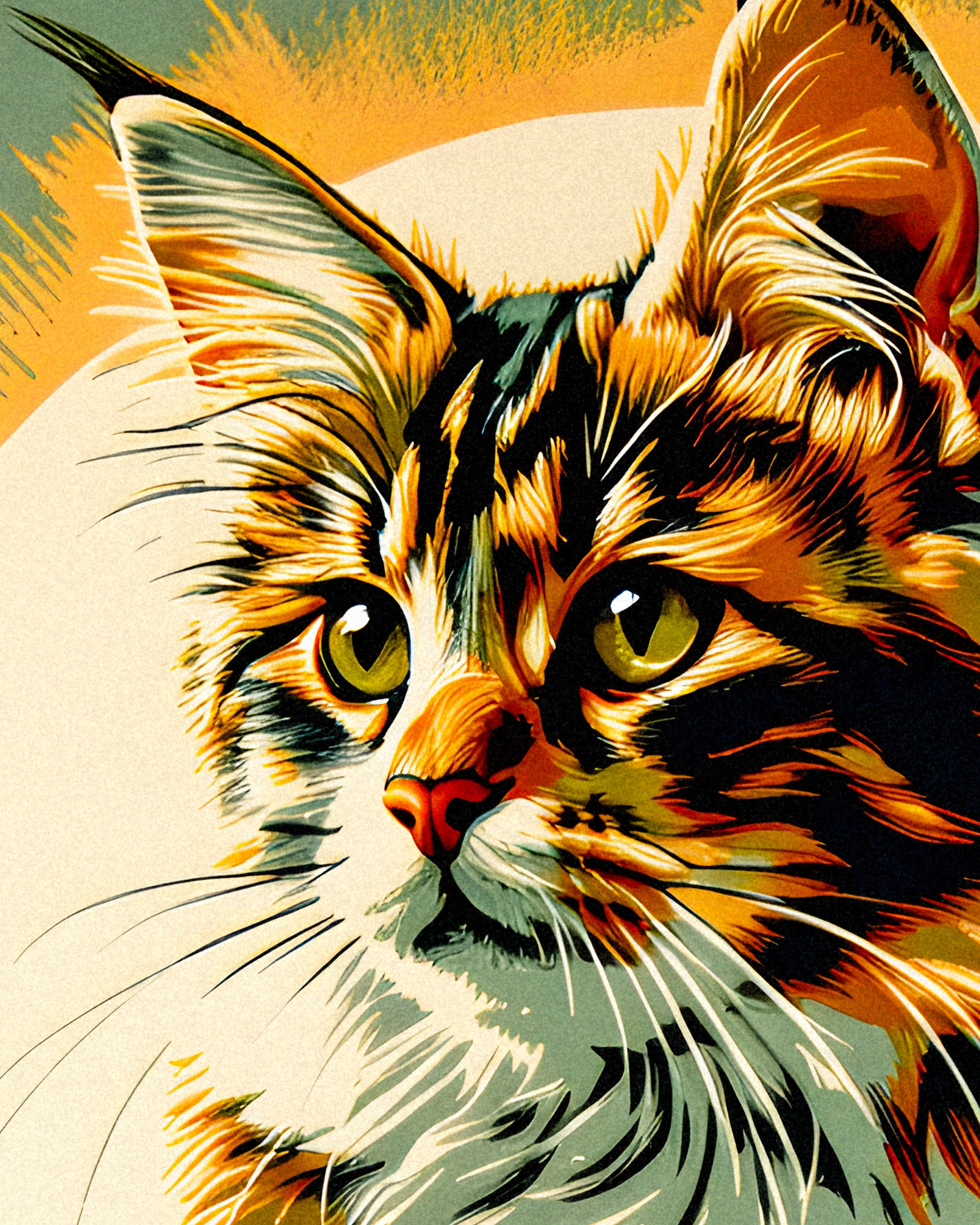 Maine Coon Cat – Retro Style – Print Poster