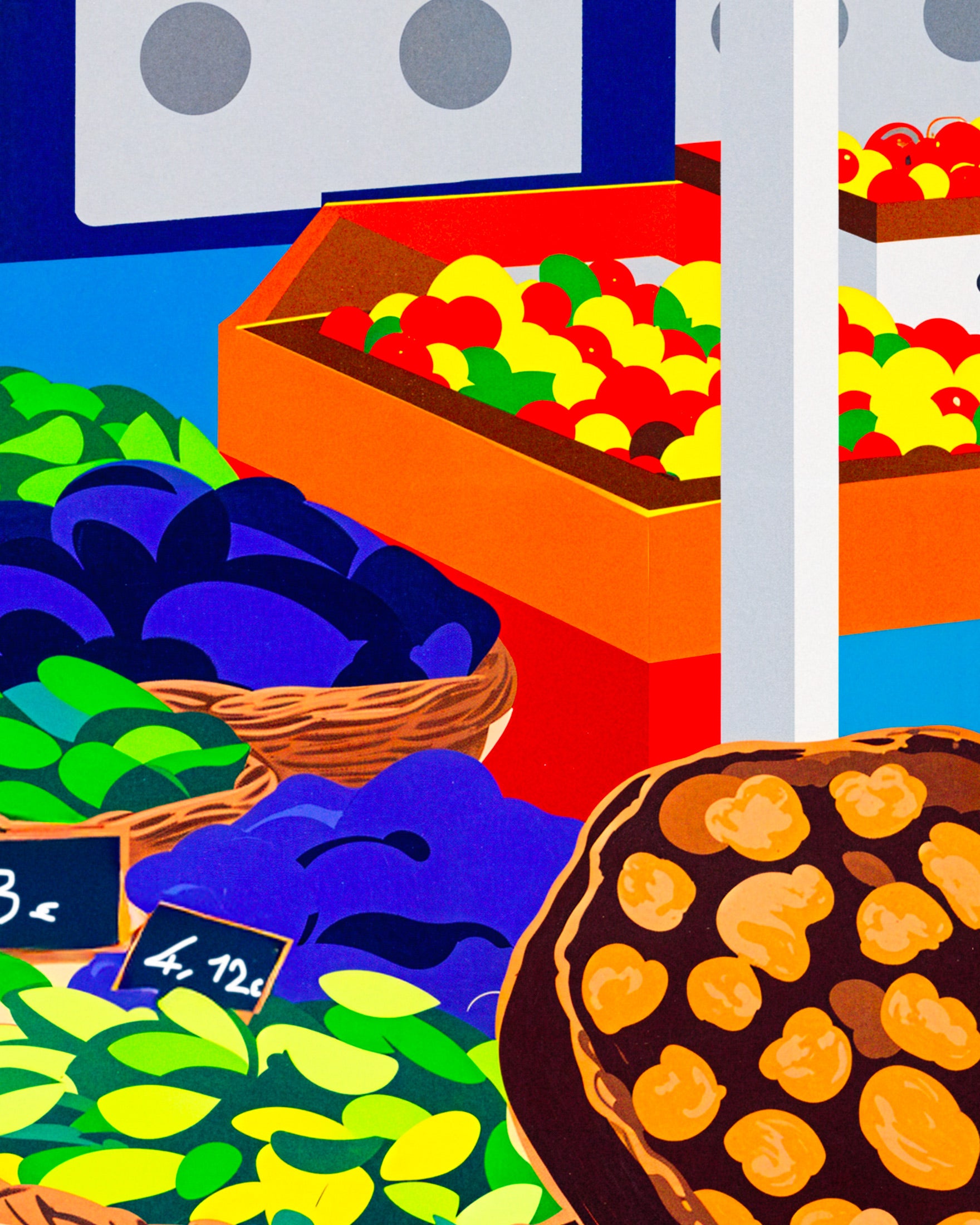Fresh Produce Market and Fishmonger’s Stall – Art Print