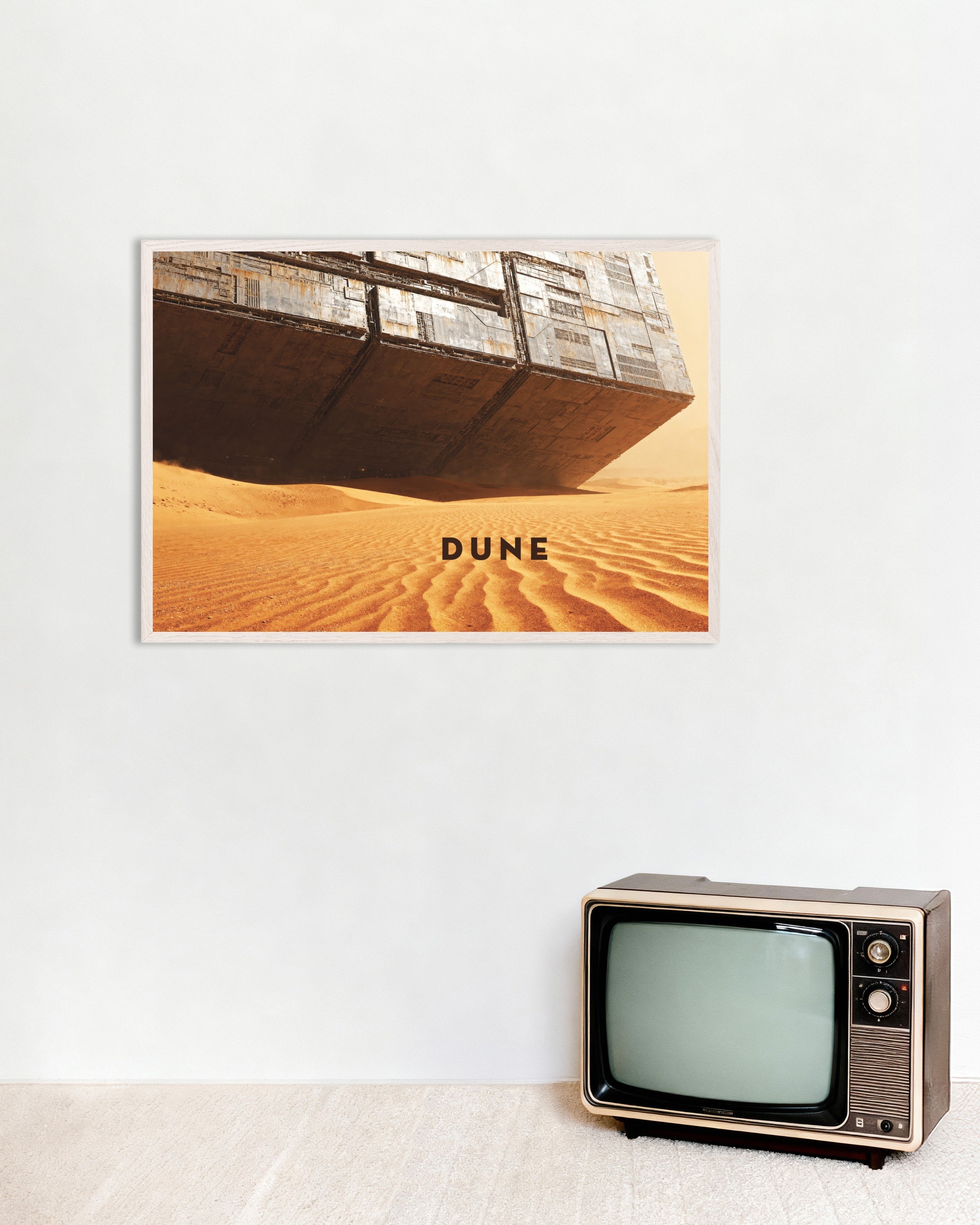 Poster of Massive Desert Structure - Sci-Fi Poster, with white wooden frame