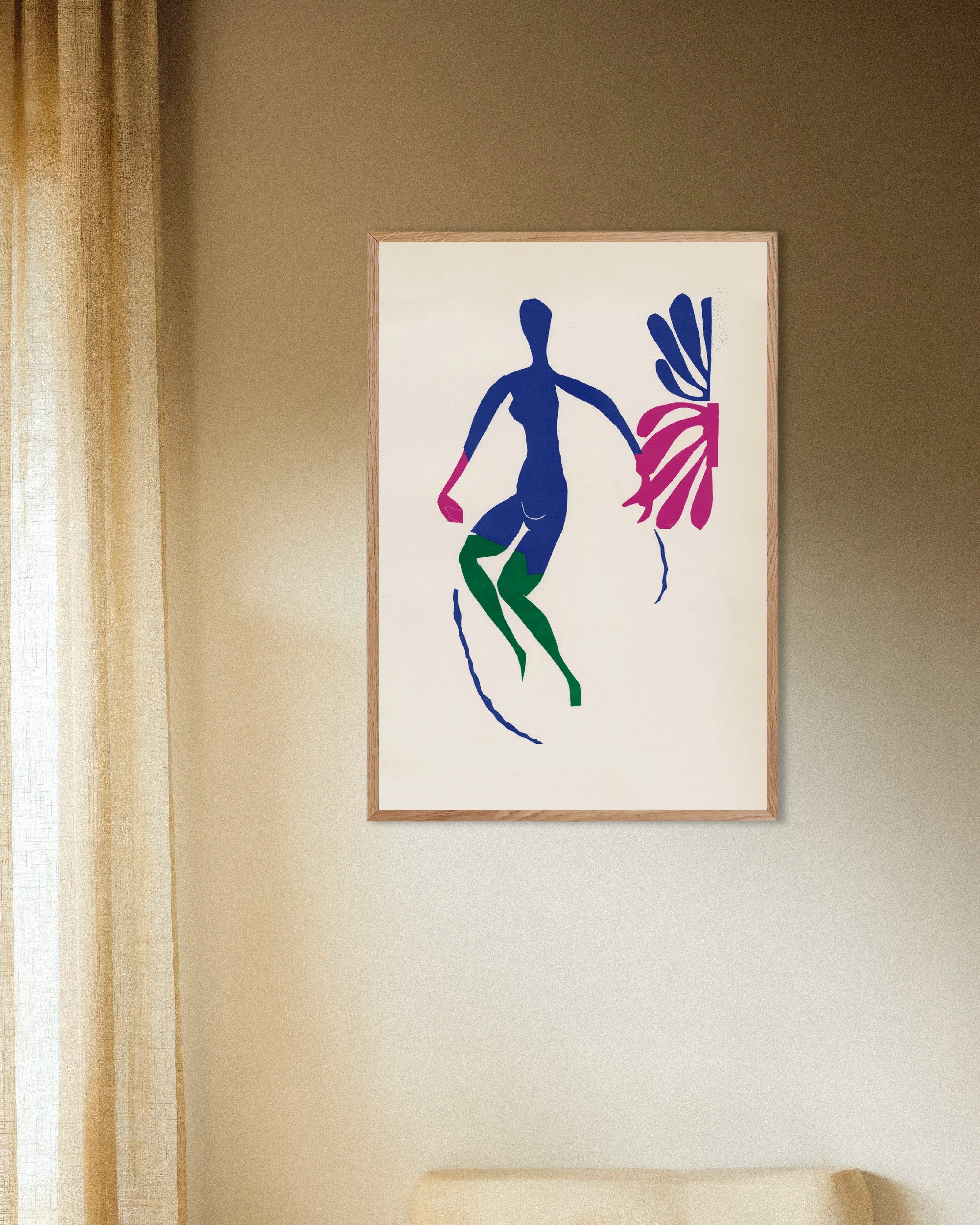 Poster of Matisse: Blue Nude with Green Stockings, with natural wooden frame