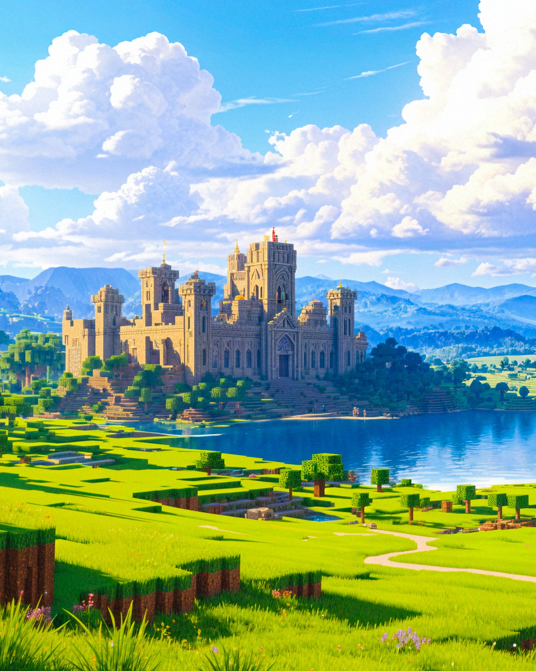 Minecraft, castle and lake – Print