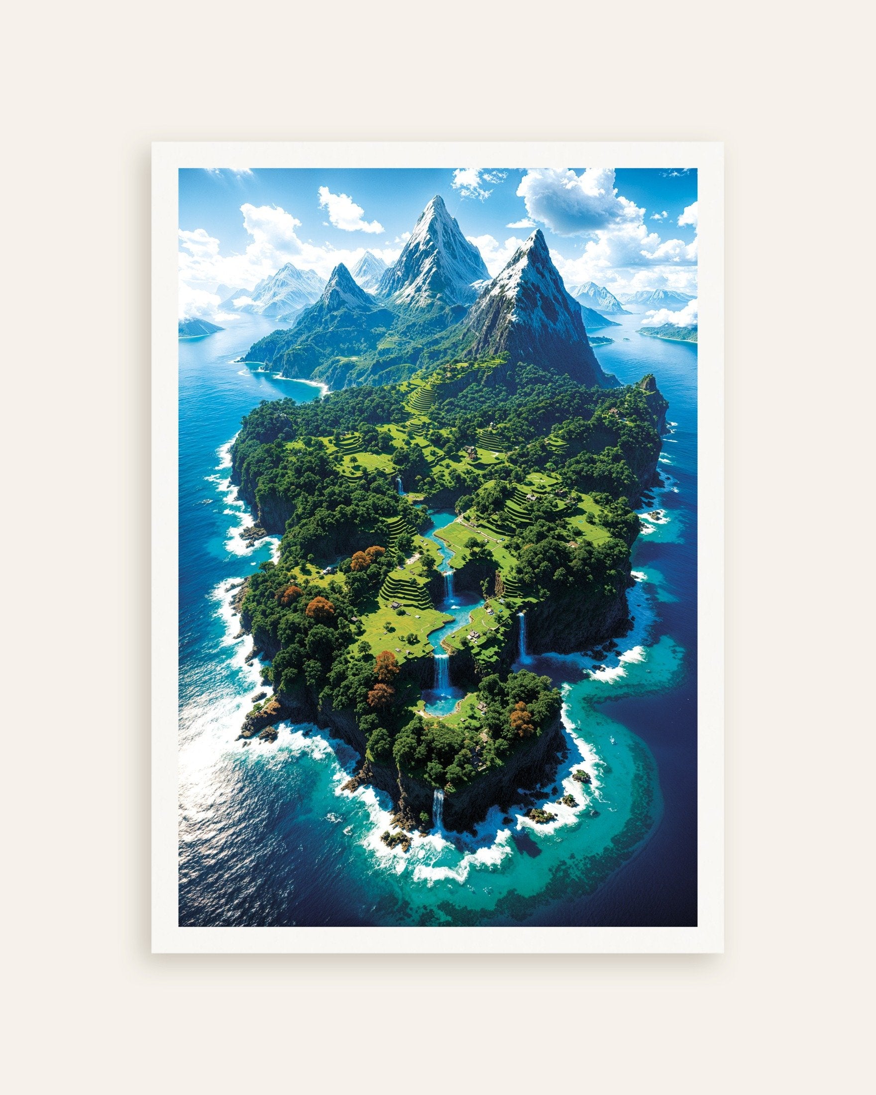 Poster of Minecraft, beautiful island from above - Poster, thumbnail