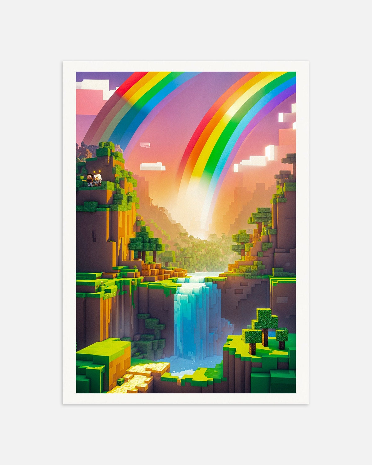 Poster of Rainbow Pixel Valley – Fantasy Landscape Poster, thumbnail