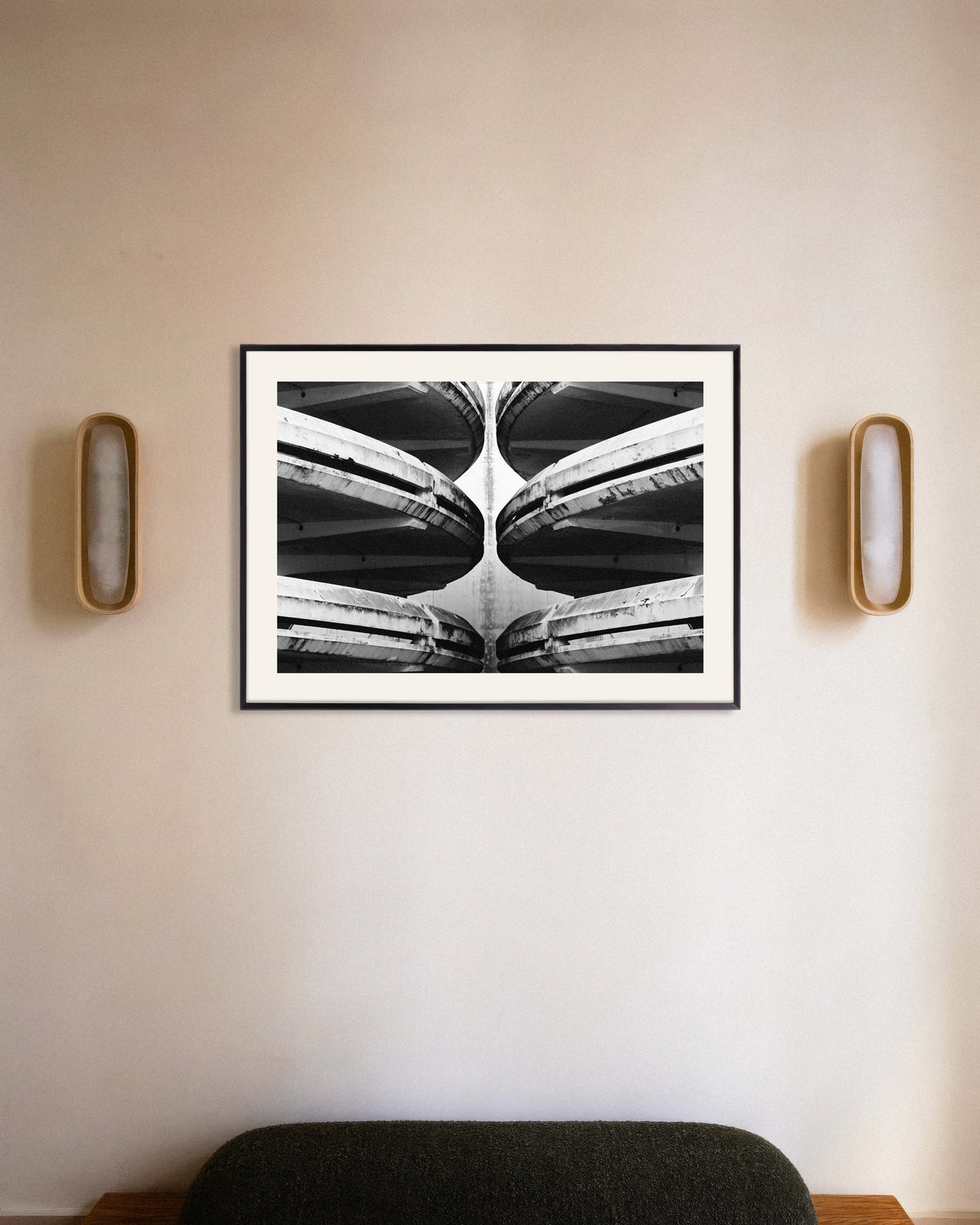 Poster of Mirrored Car Park Ramps, with metal frame