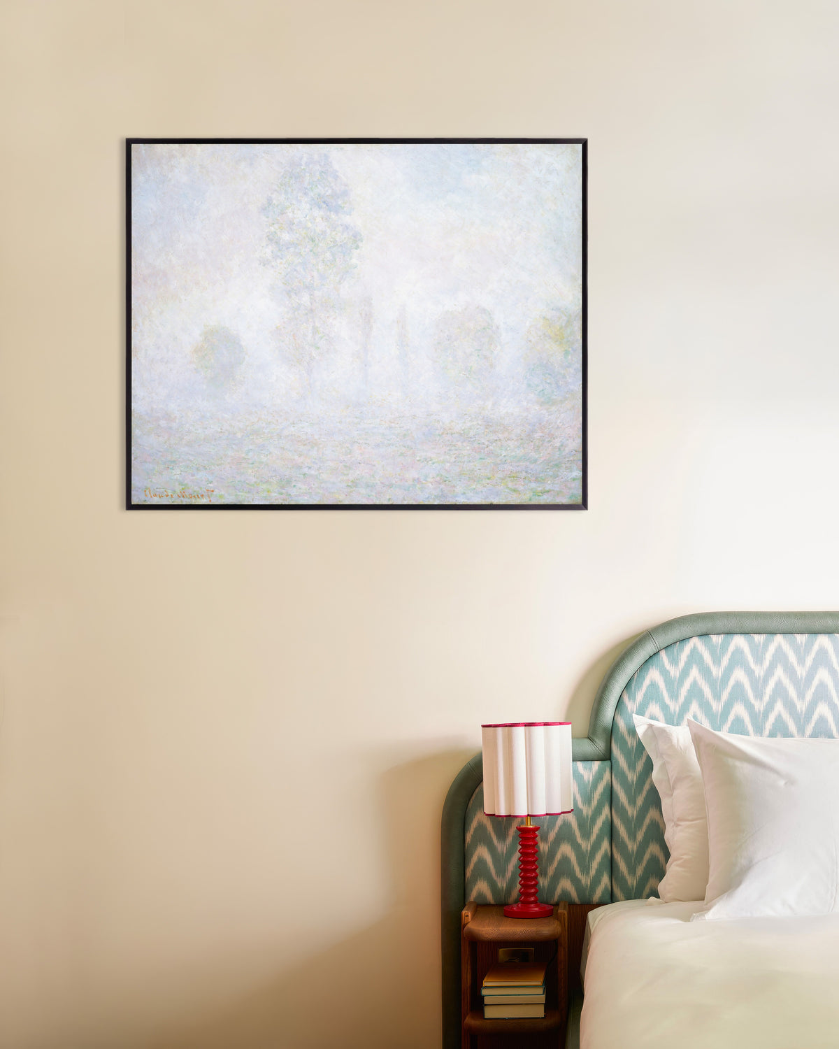 Poster of Morning Haze (1888) by Claude Monet, with metal frame