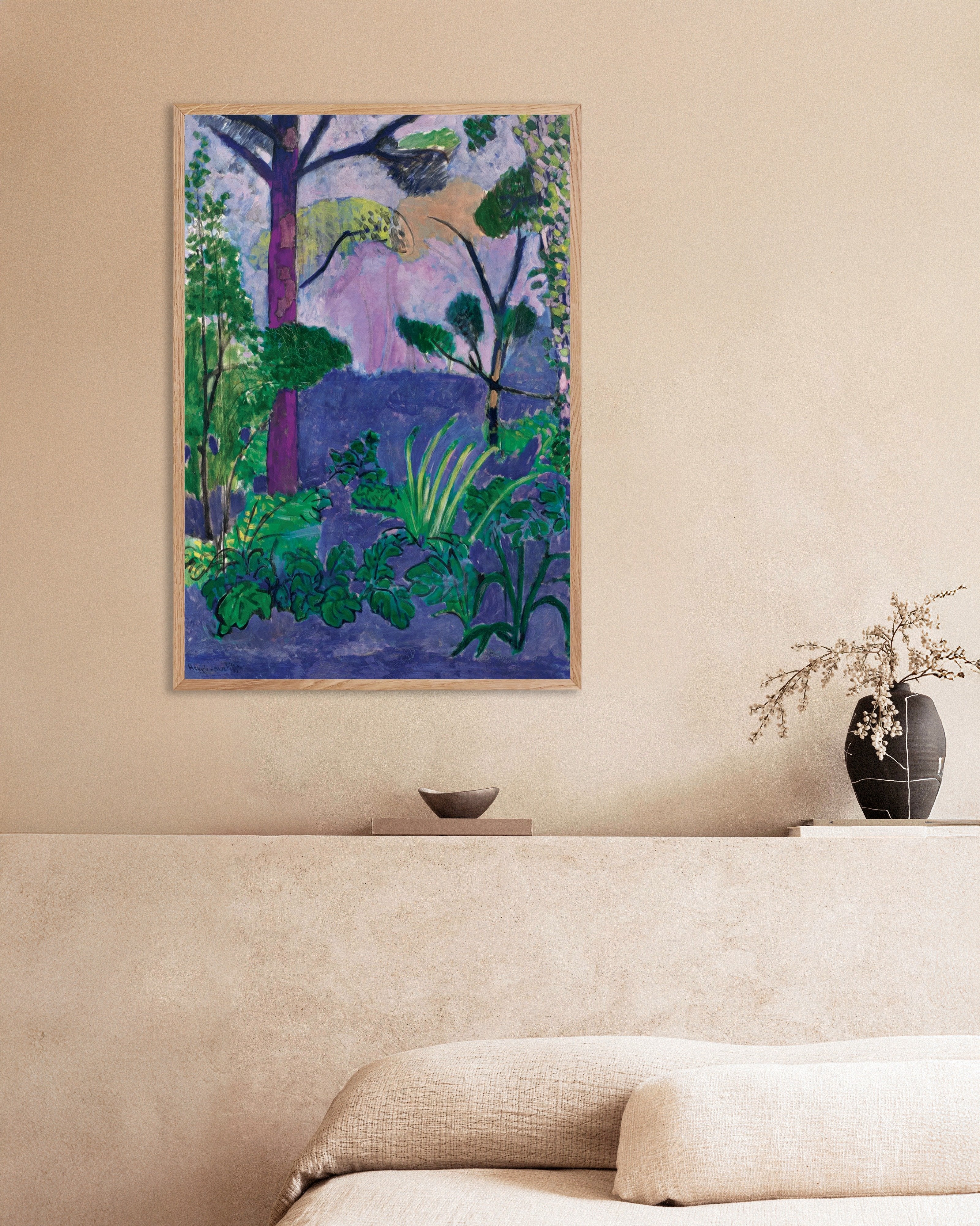 Poster of Moroccan landscape (Acanthus) 1912 by Henri Matisse - Poster, with natural wooden frame