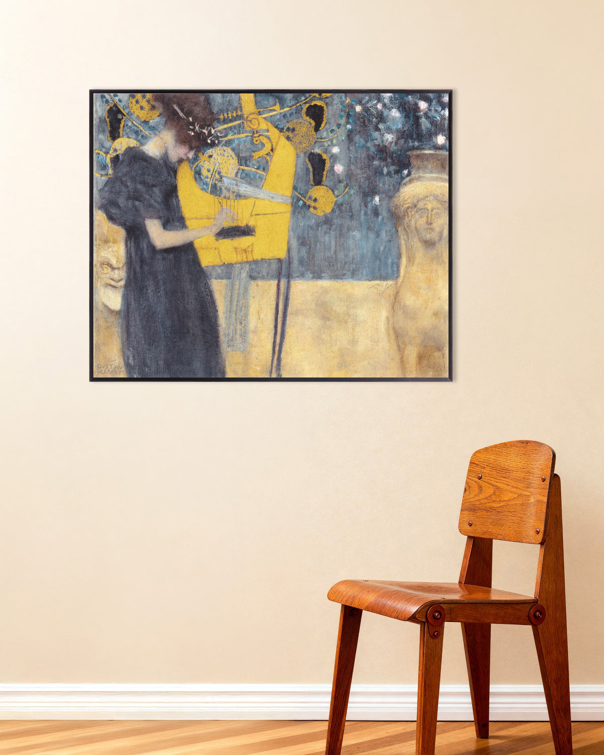 Poster of Music I (1895) by Gustav Klimt, with metal frame