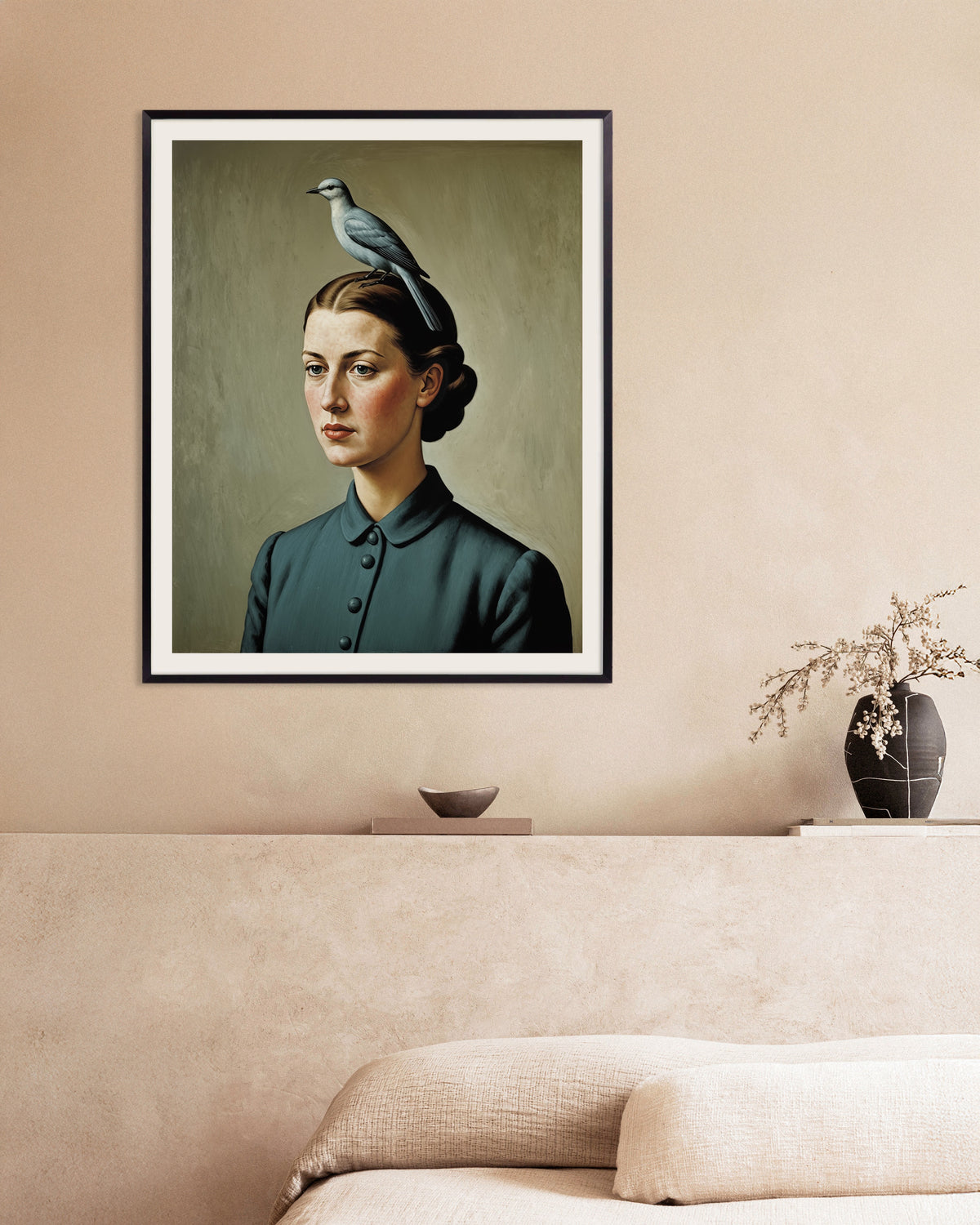 My Thought Is a Bird poster in a black metal frame