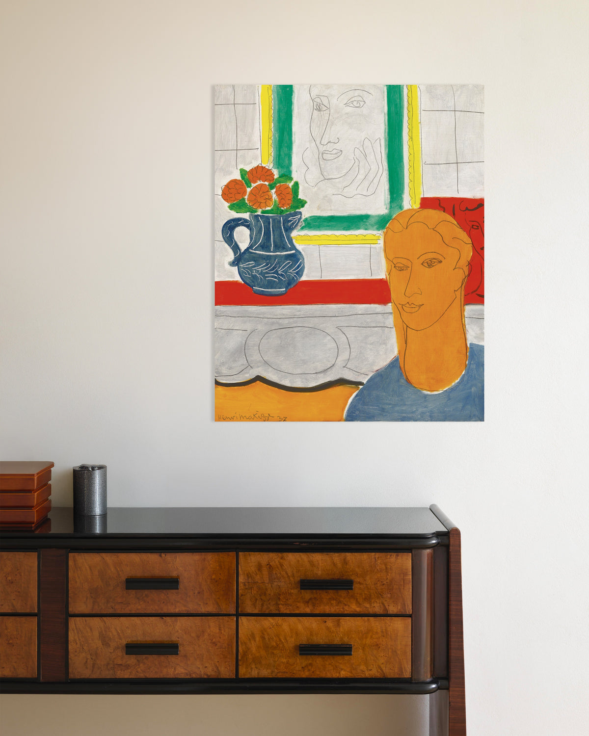 Poster of Ochre Head (Figure and Bouquet) (1937) by Henri Matisse