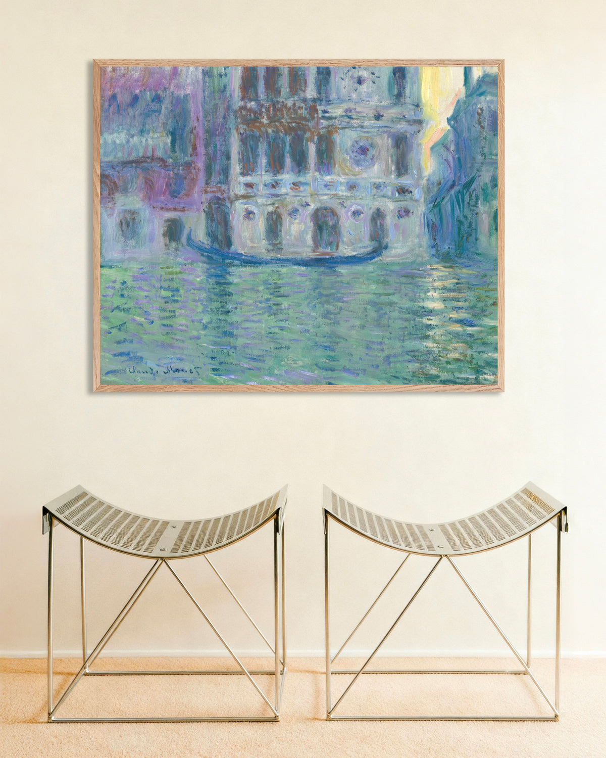 Poster of Palazzo Dario (1908) by Claude Monet, with natural wooden frame