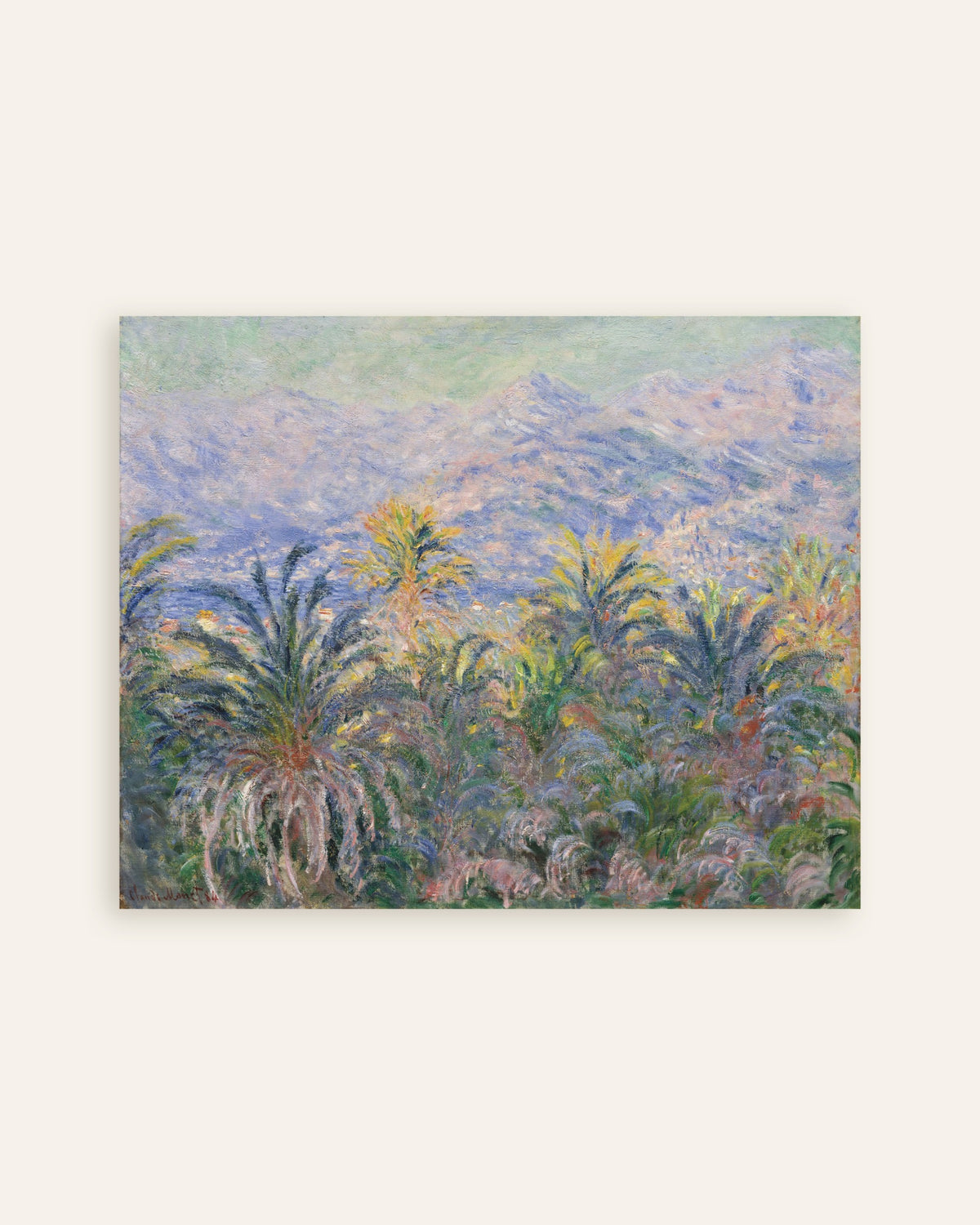 Poster of Palm Trees at Bordighera (1884) by Claude Monet, thumbnail