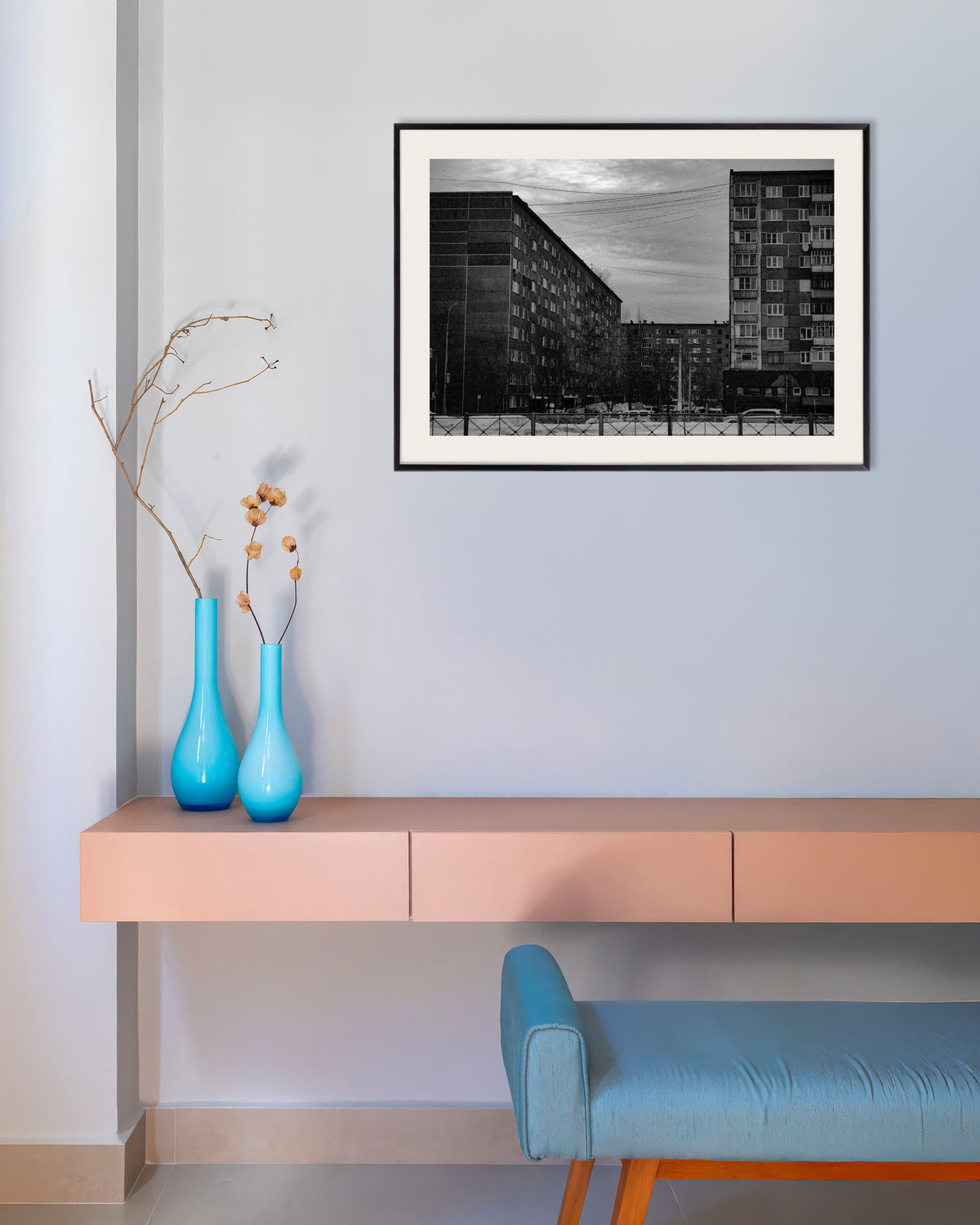 Poster of Panel Blocks in Winter, with metal frame