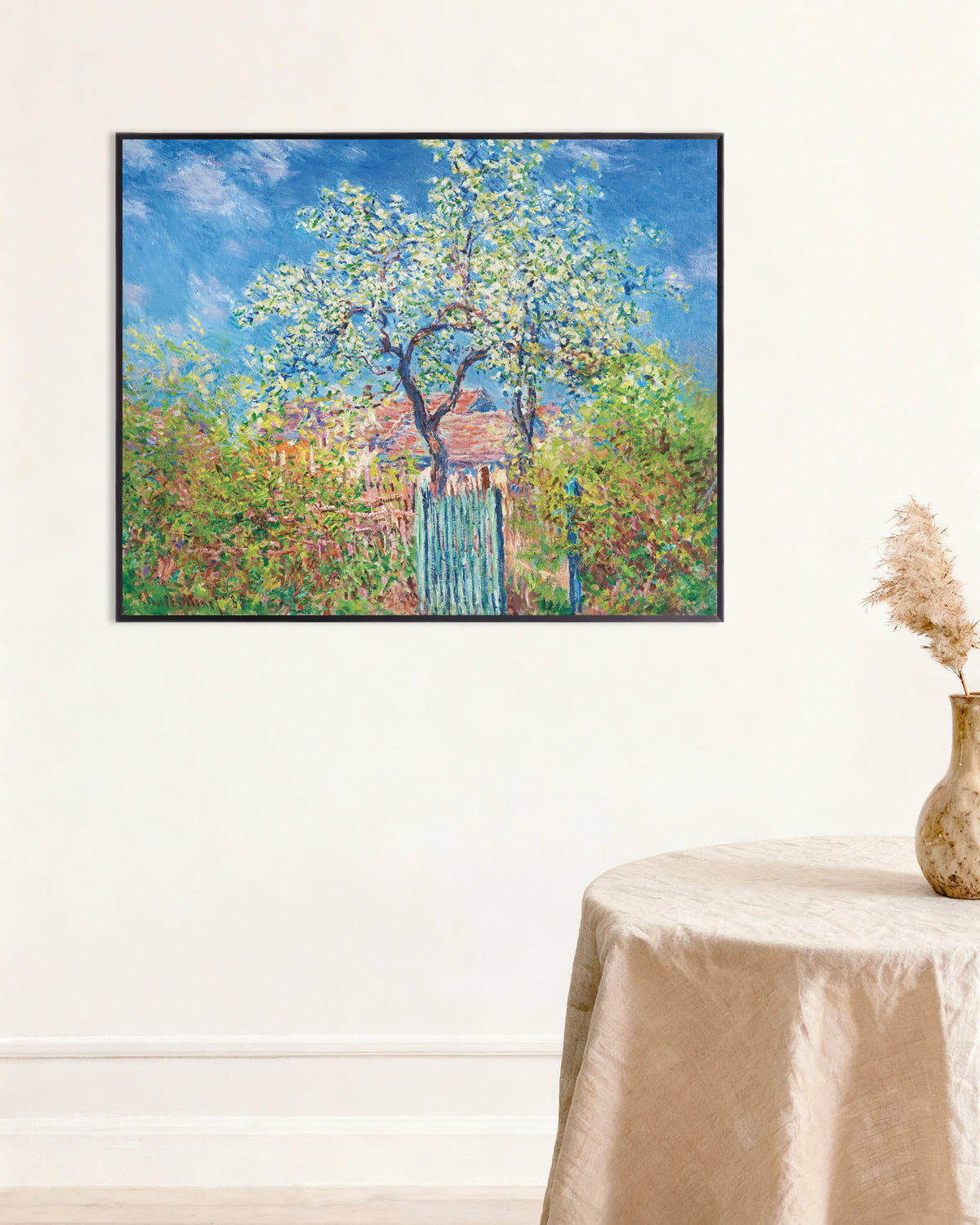 Poster of Pear Tree in Blossom (1885) by Claude Monet, with metal frame