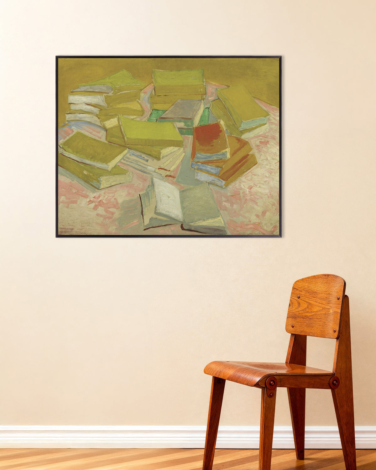 Poster of Piles of French Novels (1887) by Vincent van Gogh, with metal frame