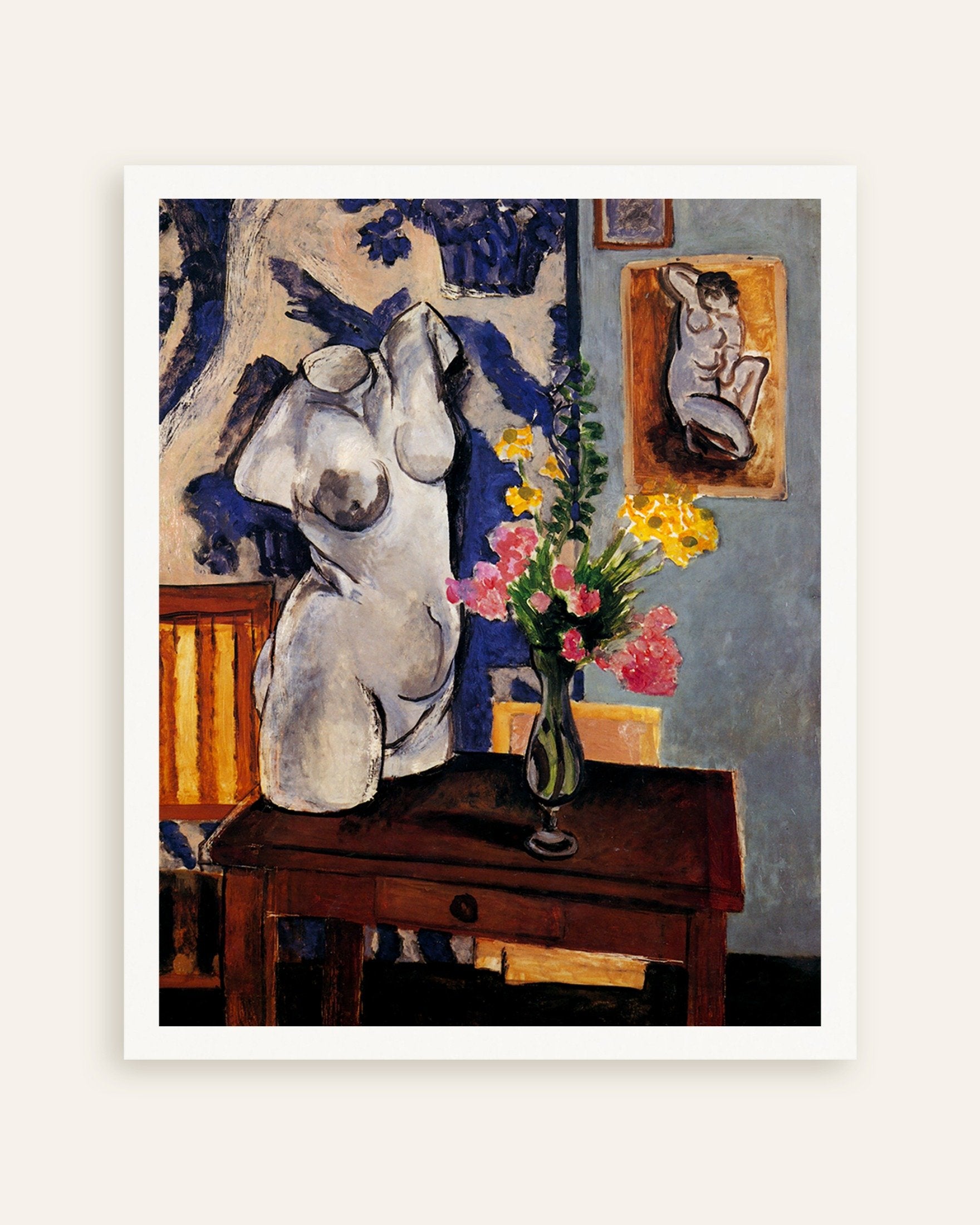 Poster of Plaster torso and bouquet of flowers (1919) by Henri Matisse - Poster, thumbnail