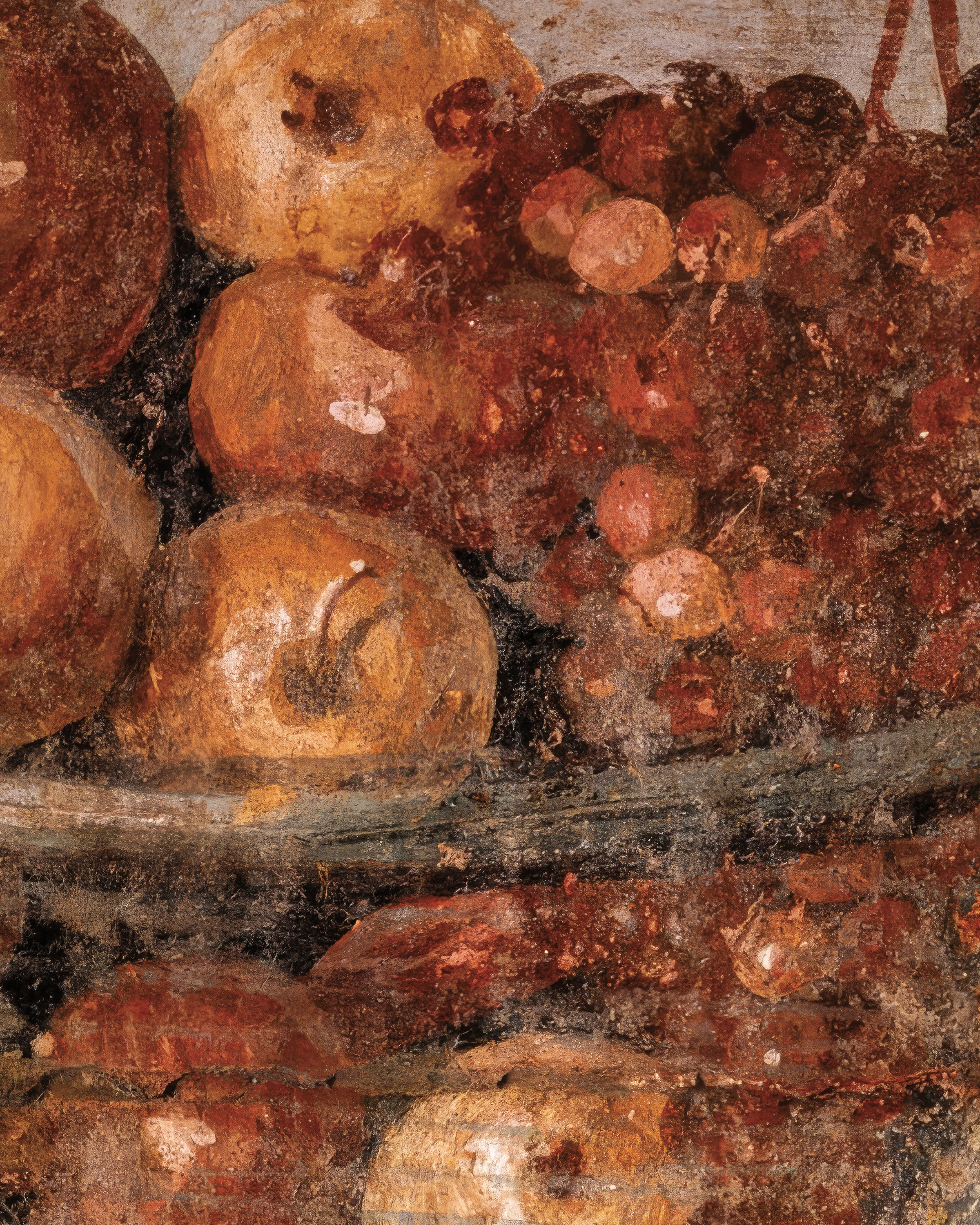 Pompeii fresco close-up featuring a fruit bowl poster