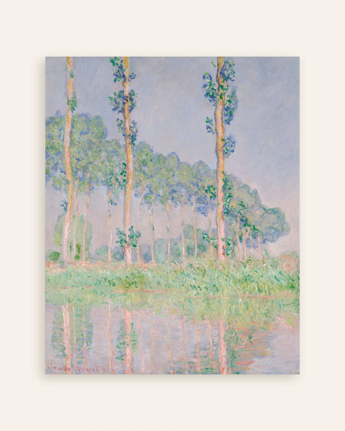 Poster of Poplars, Pink Effect (1891) by Claude Monet, thumbnail