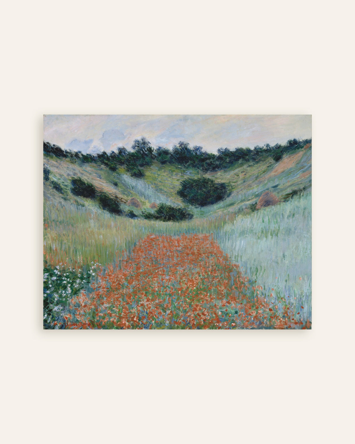 Poster of Poppy Field in a Hollow near Giverny (1885) by Claude Monet, thumbnail