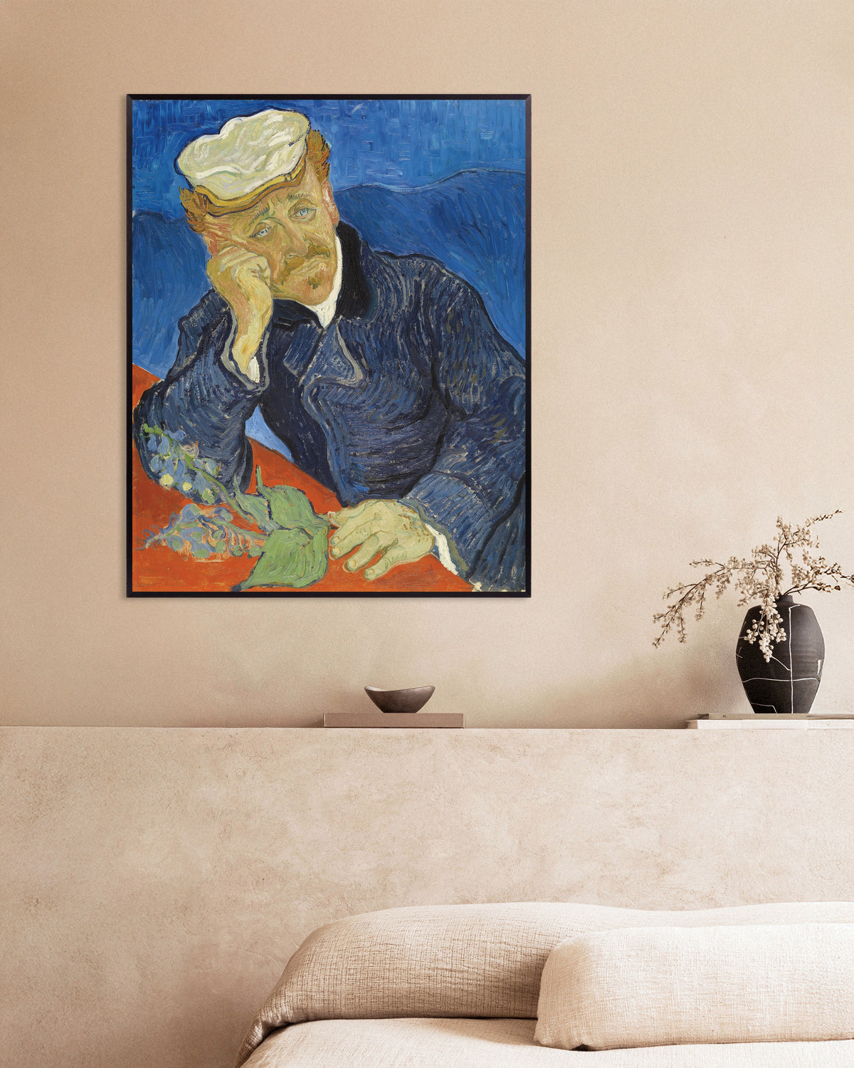 Poster of Portrait of Dr Paul Gachet (1890) by Vincent van Gogh, with metal frame