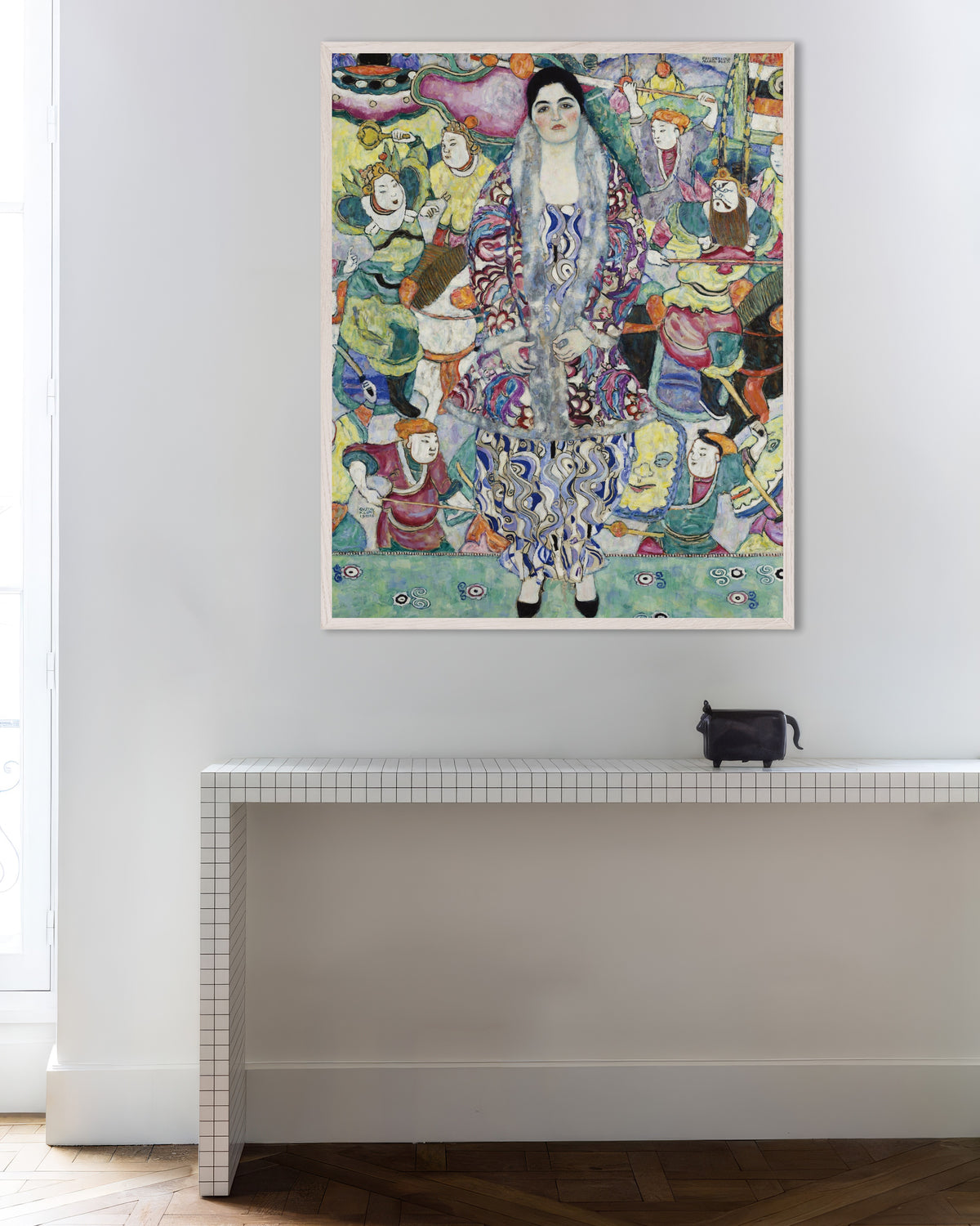 Poster of Portrait of Friederike Maria Beer (1916) by Gustav Klimt, with white wooden frame