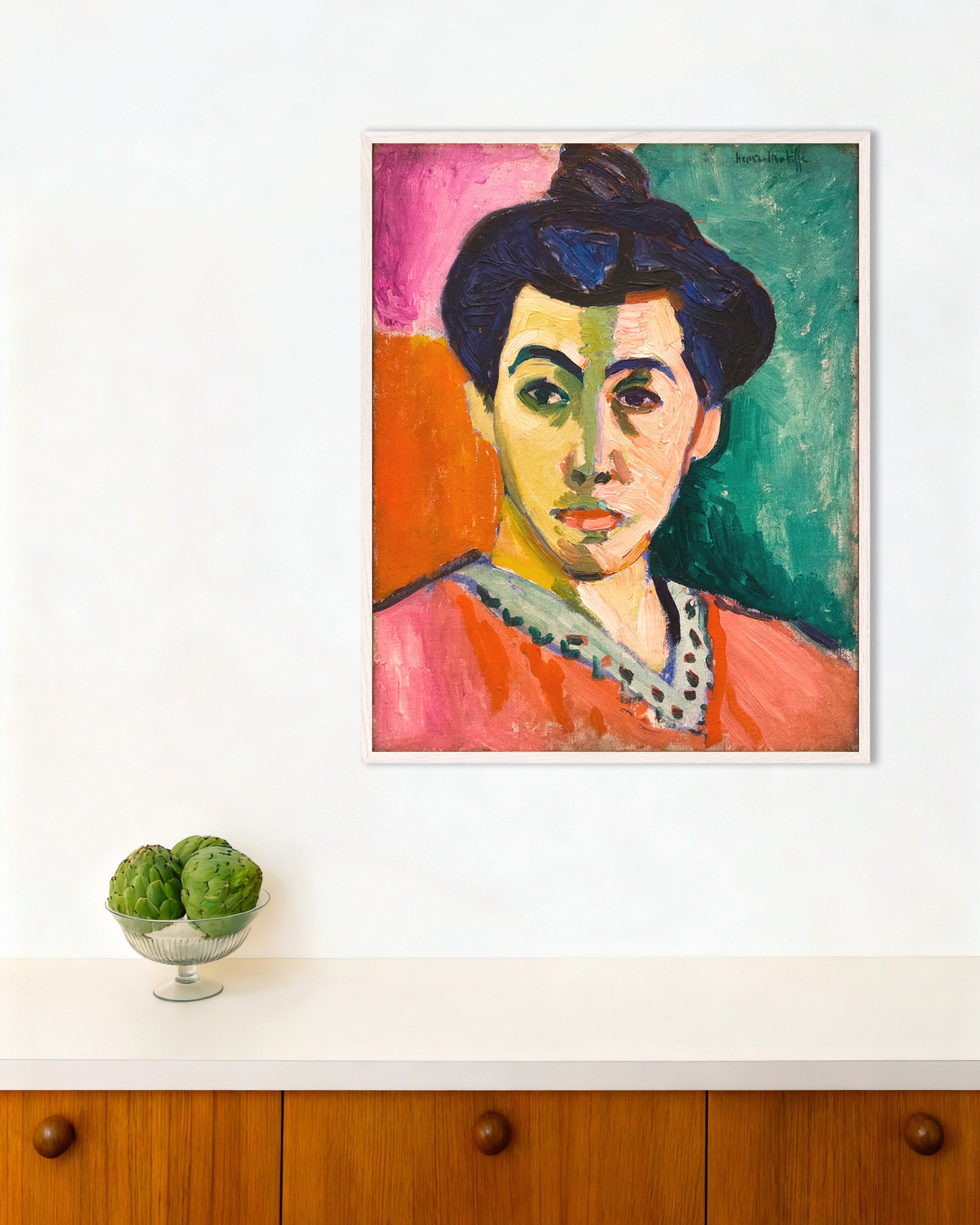 Poster of Portrait of Madame Matisse (1905) by Henri Matisse, with white wooden frame