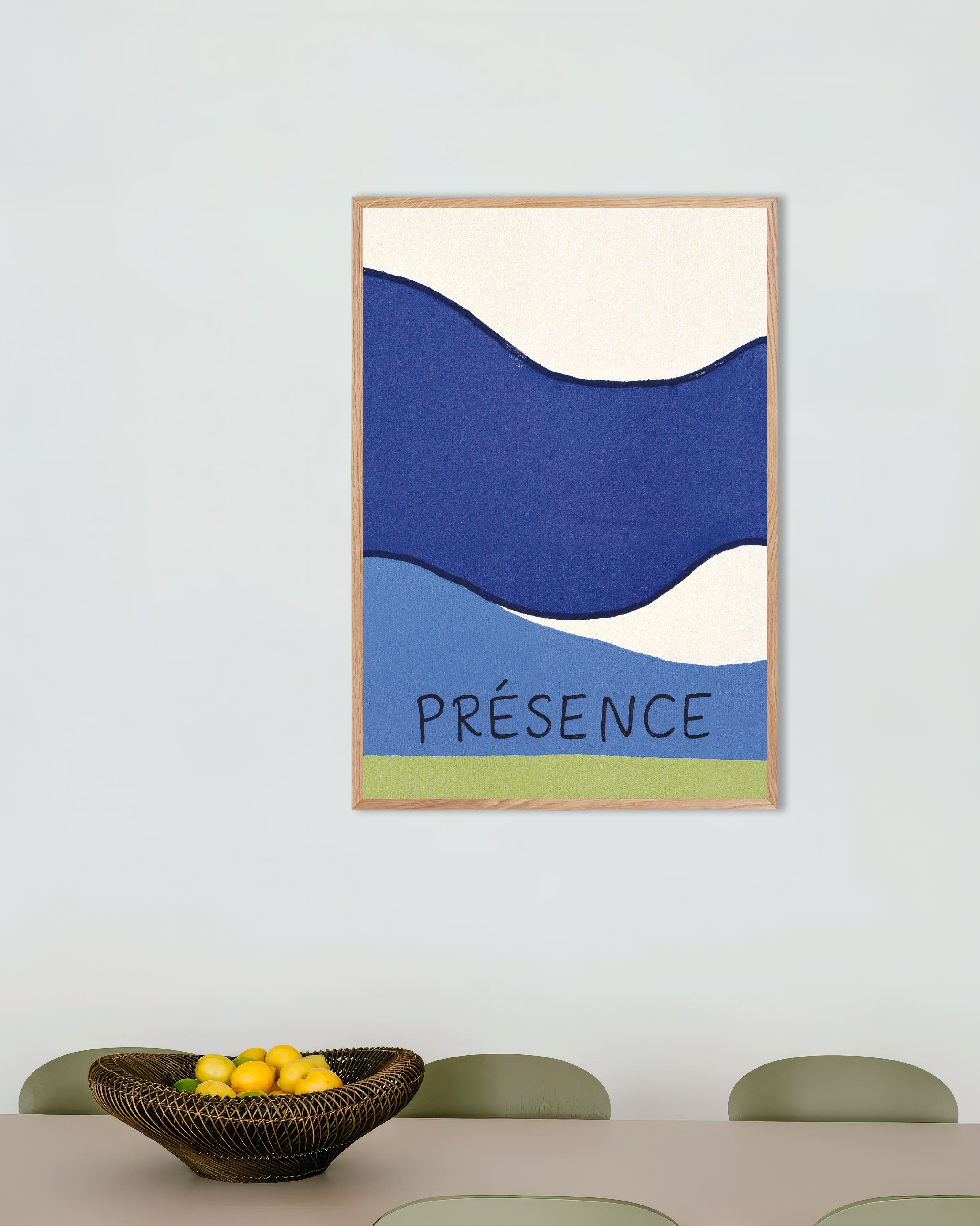 Poster of Présence - Poster, with natural wooden frame
