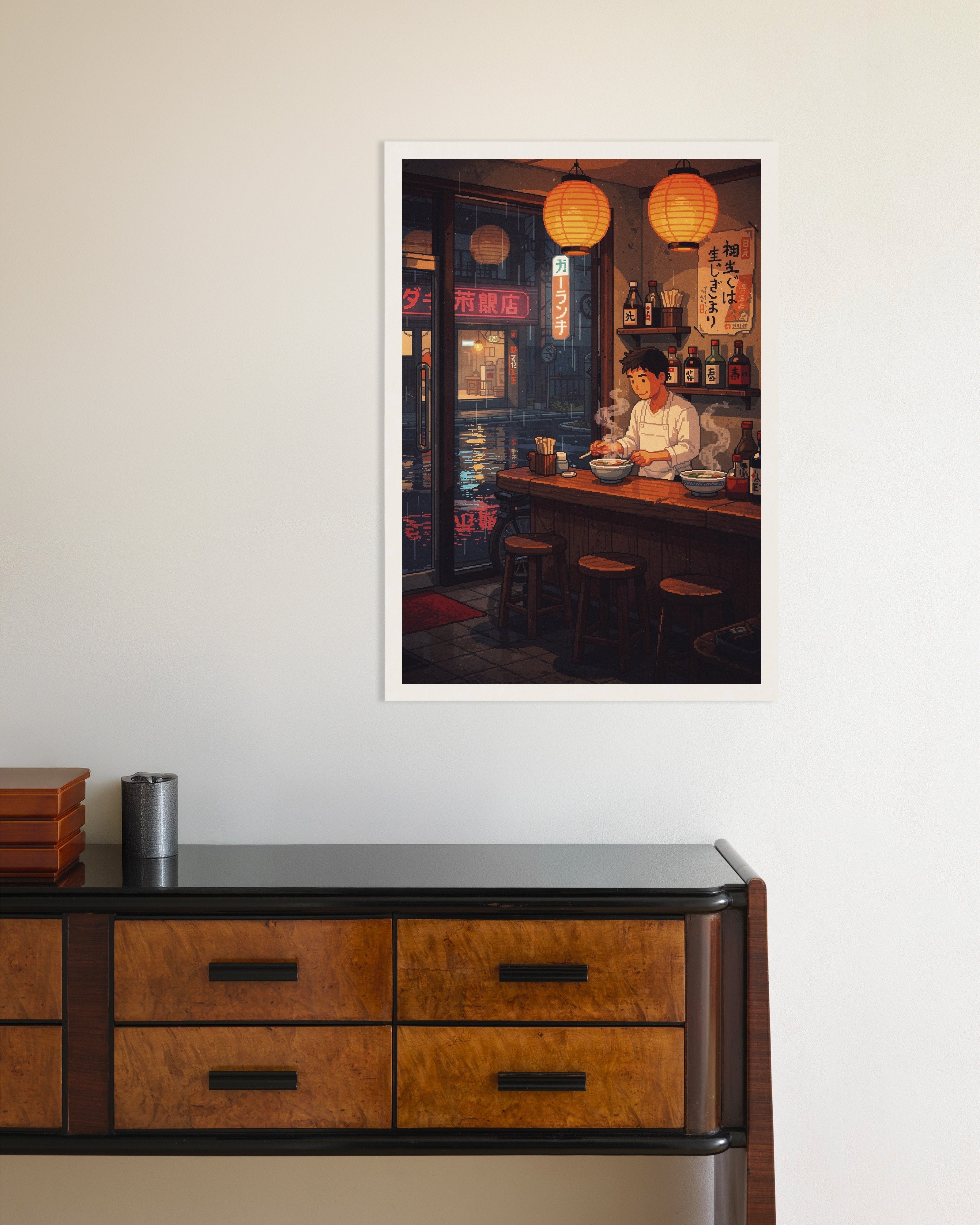 Poster of Ramen Shop Night - Pixel Art Poster