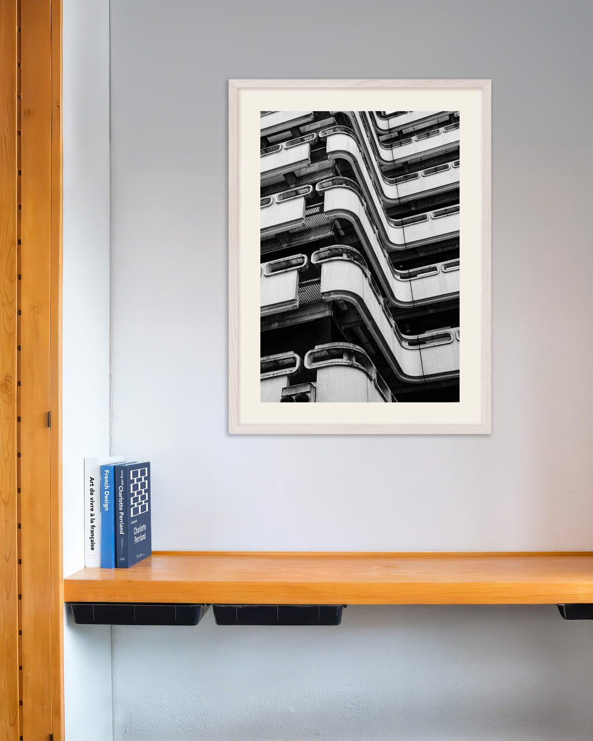 Poster of Rippling Concrete Balconies, with white wooden frame