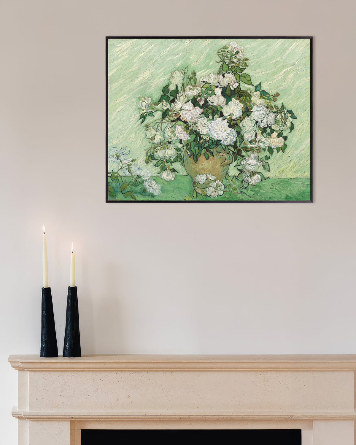 Poster of Roses (1890) by Vincent van Gogh, with metal frame