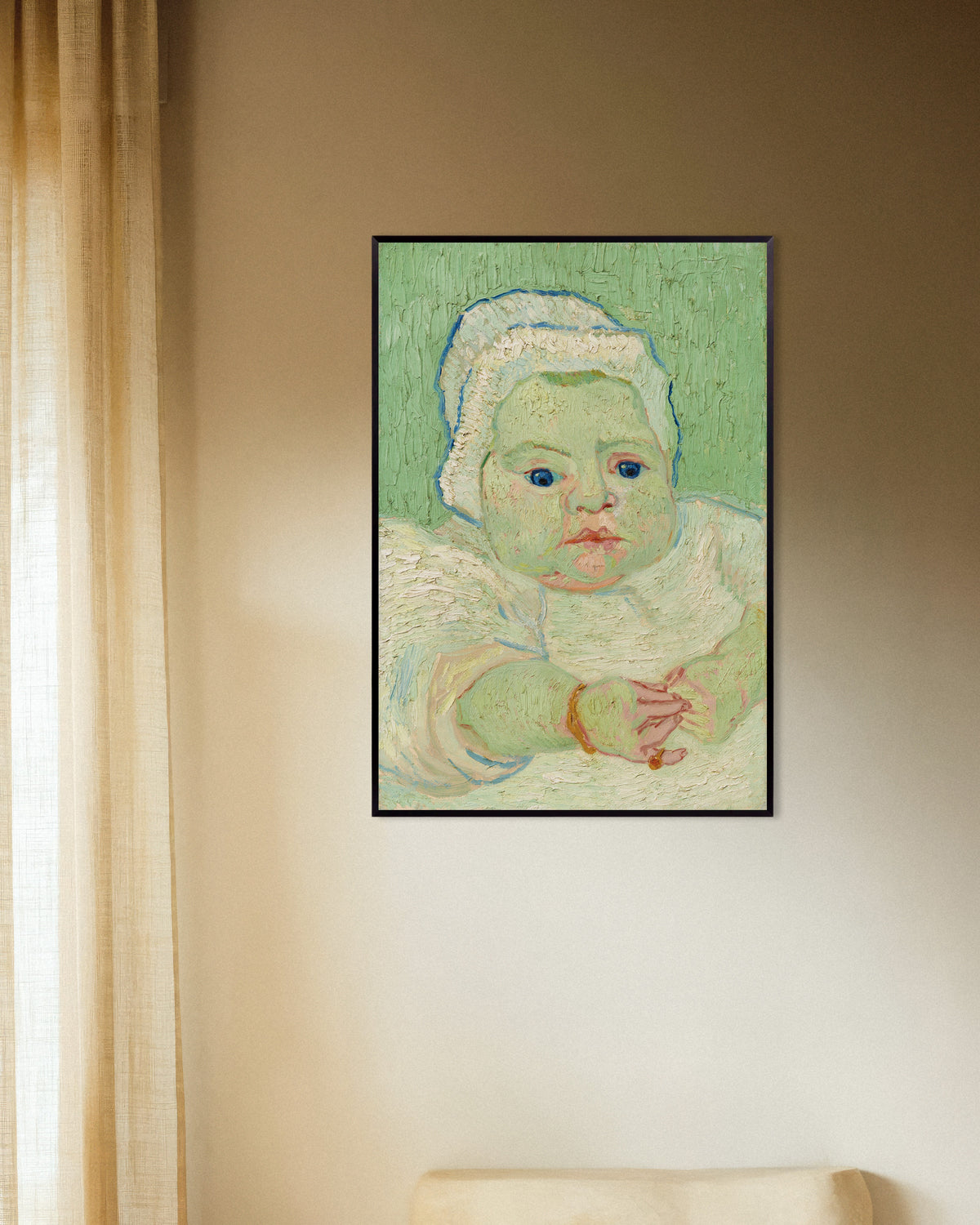 Poster of Roulin's Baby (1888) by Vincent van Gogh, with metal frame