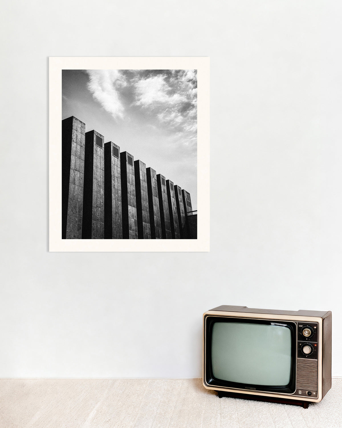 Poster of Row of Dark Fins and Clouds