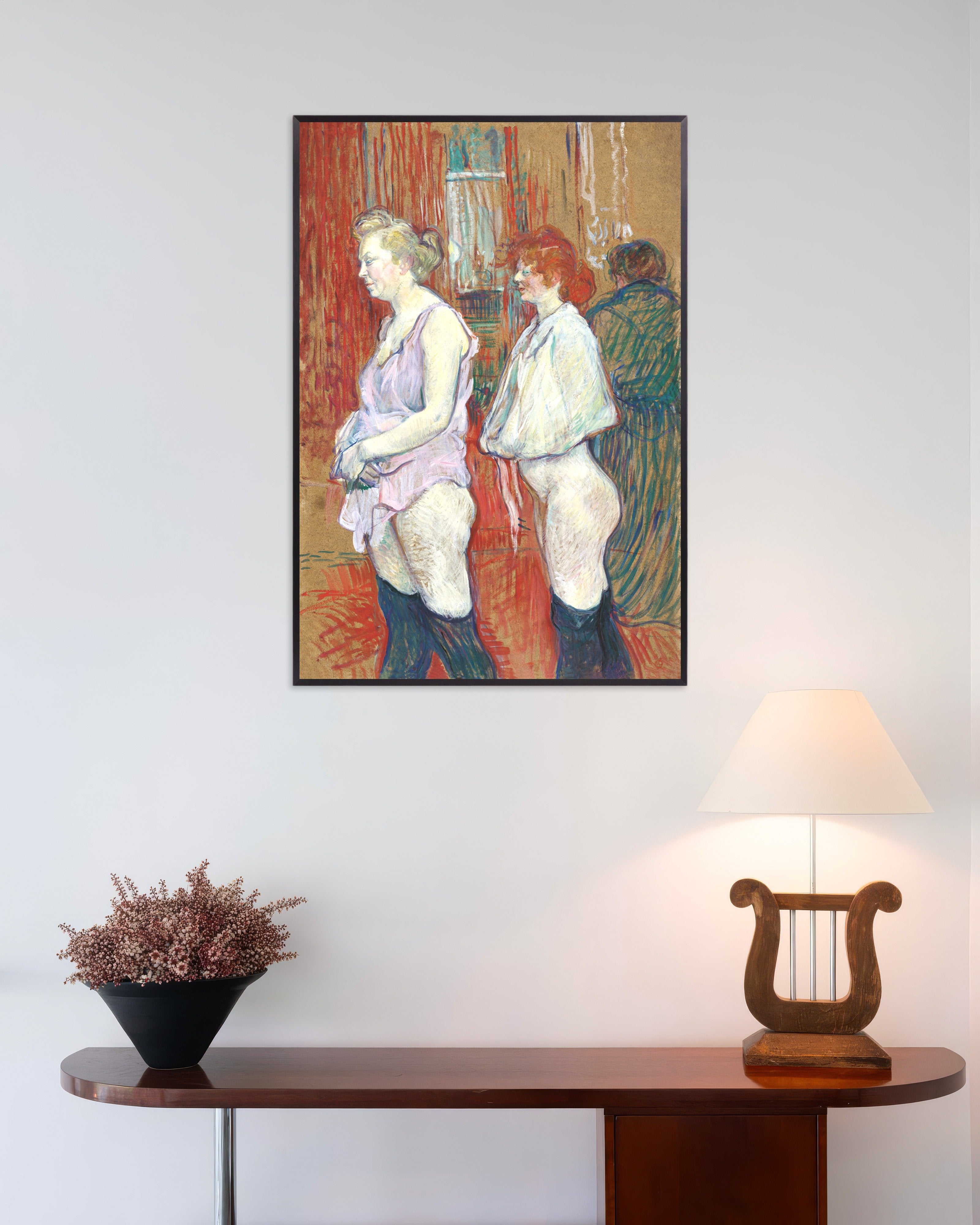 Poster of Rue des Moulins (1894) by Henri de Toulouse-Lautrec, with metal frame