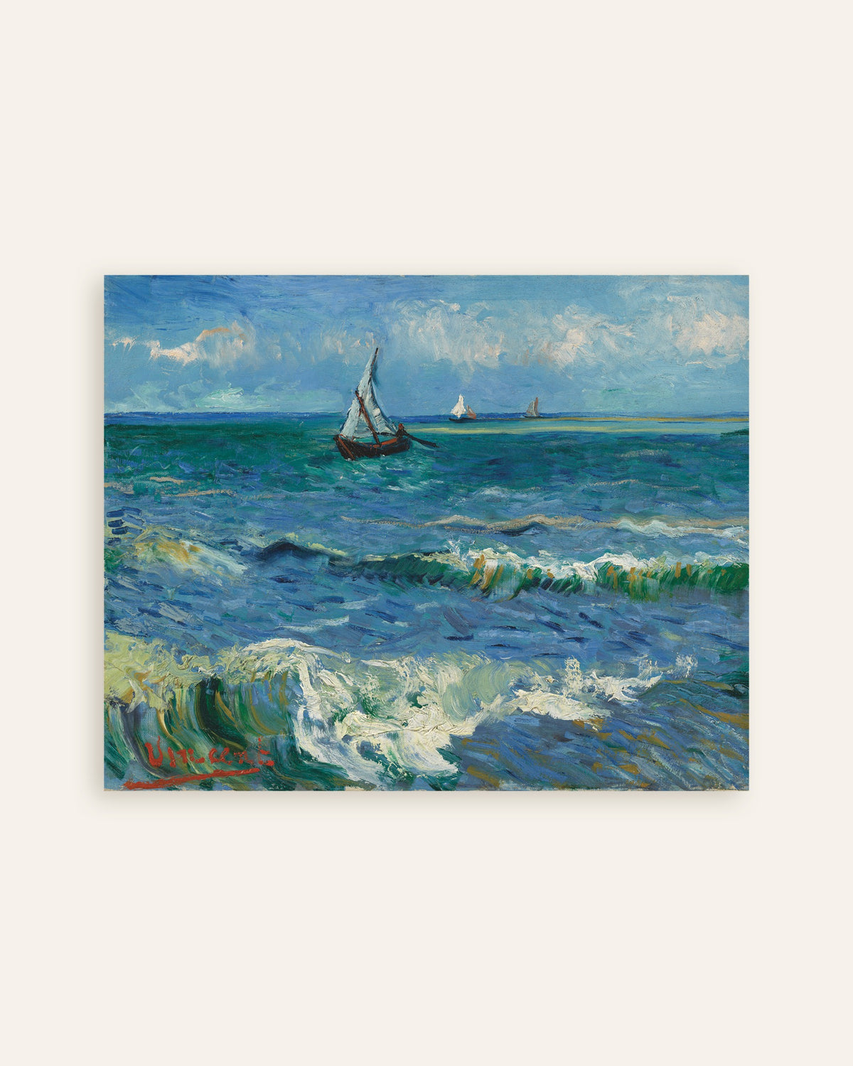 Poster of Seascape near Les Saintes-Maries-de-la-Mer (1888) by Vincent van Gogh, thumbnail