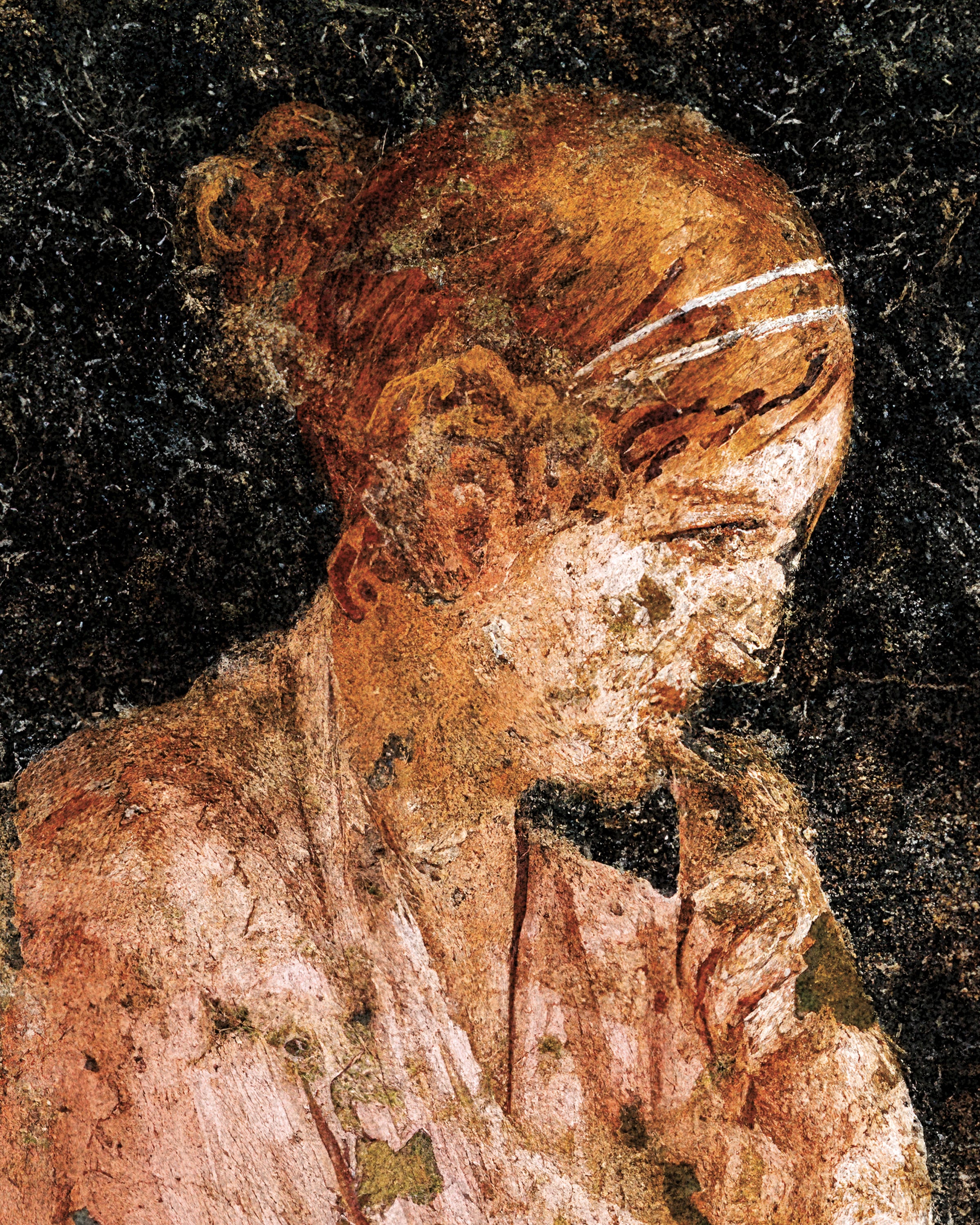 Seated woman fresco detail art print
