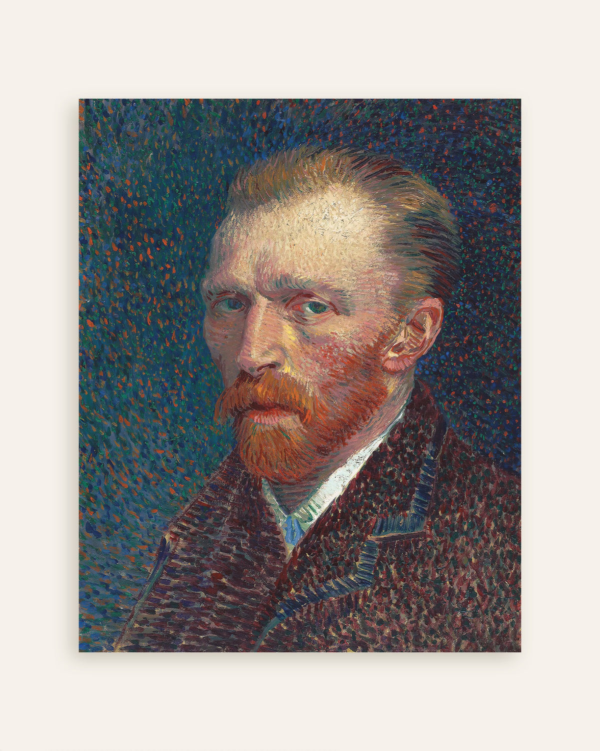 Poster of Self-Portrait on a Dotted Blue Background (1887) by Vincent van Gogh, thumbnail