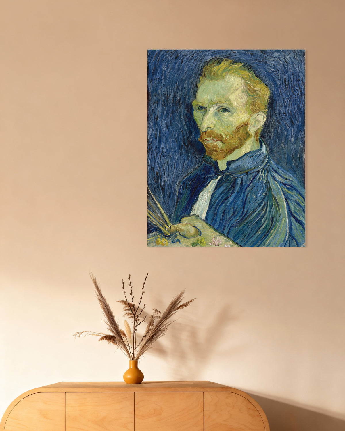 Poster of Self-Portrait with Palette (1889) by Vincent van Gogh