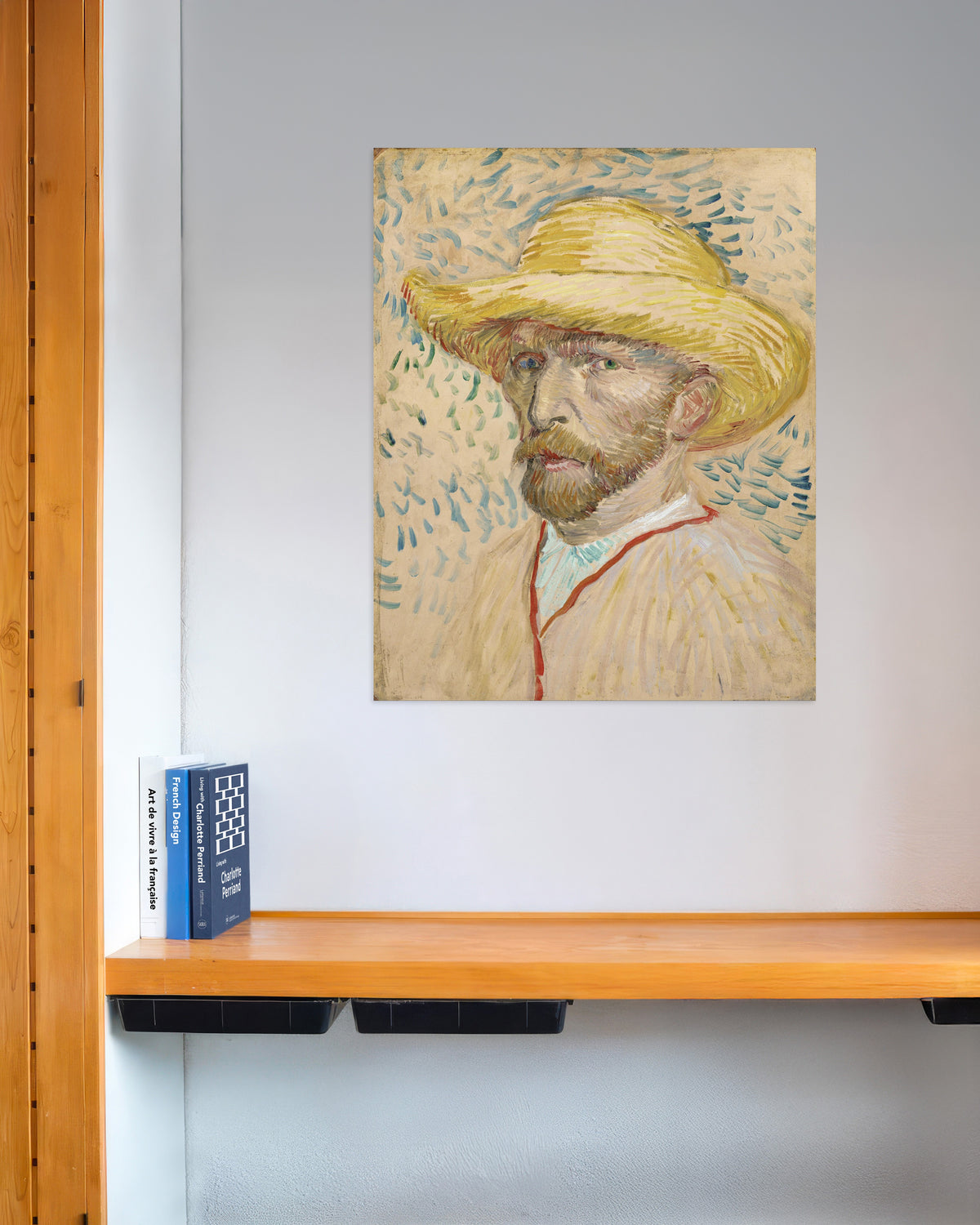 Poster of Self-Portrait with Straw Hat and Painter's Smock (1887) by Vincent van Gogh
