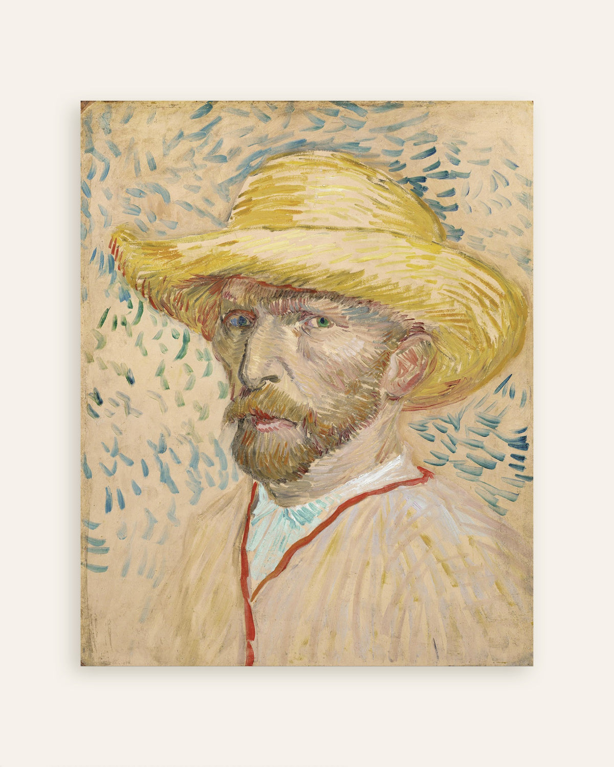 Poster of Self-Portrait with Straw Hat and Painter's Smock (1887) by Vincent van Gogh, thumbnail