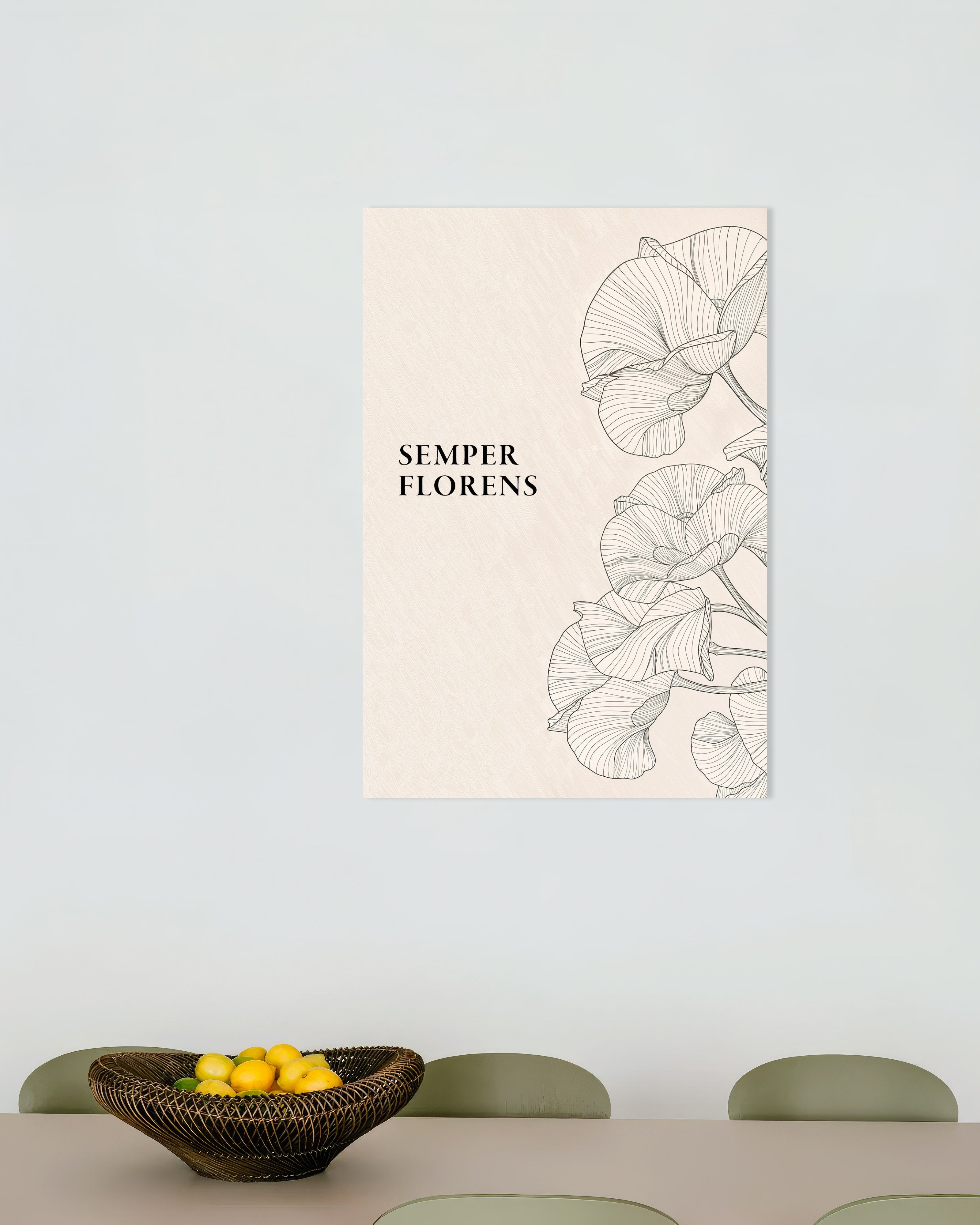 Poster of Semper Florens Botanical Line Art Poster