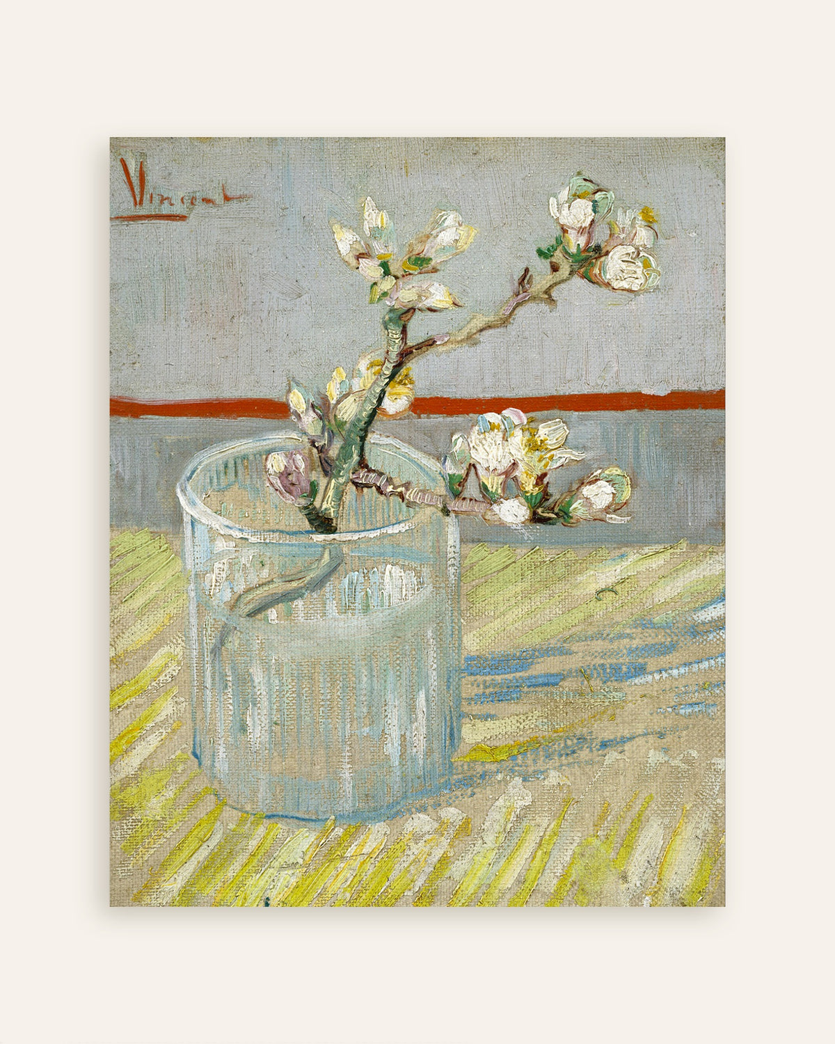 Poster of Sprig of Flowering Almond in a Glass (1888) by Vincent van Gogh, thumbnail